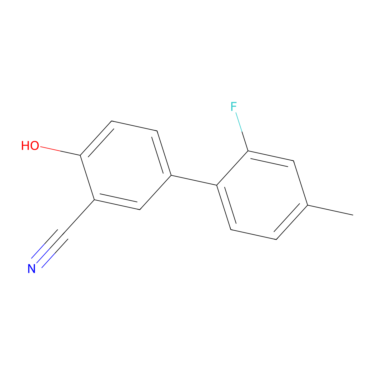 2-Cyano-4-(2-fluoro-4-methylphenyl)phenol molecular structure, CAS 1261949-59-0