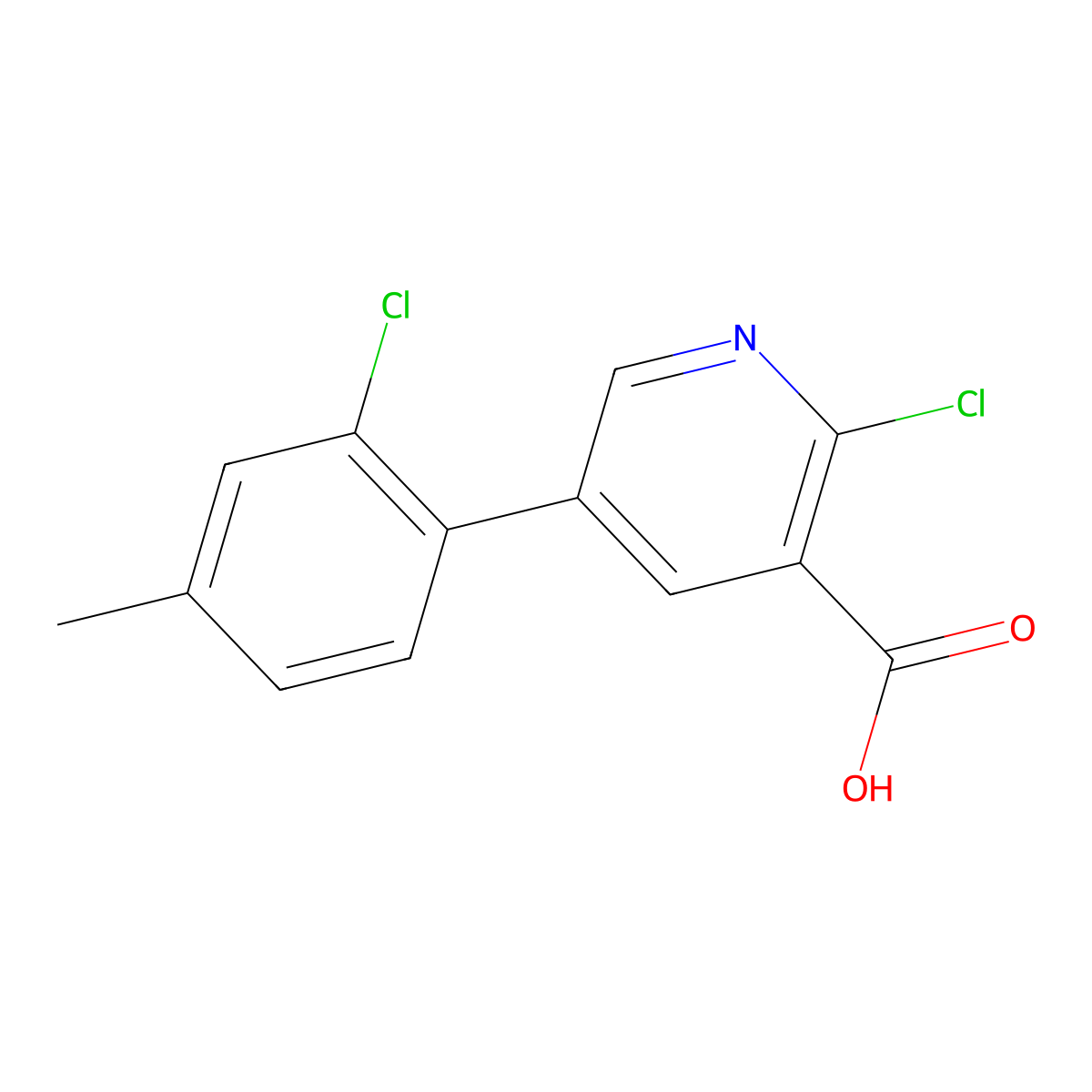 2-Chloro-5-(2-chloro-4-methylphenyl)nicotinic acid molecular structure, CAS 1261949-76-1
