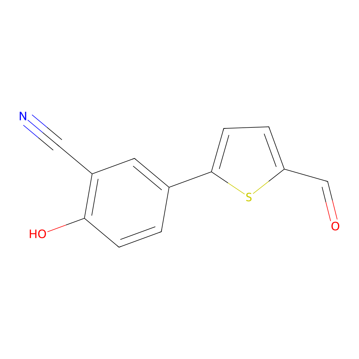 5-(5-Formylthiophen-2-yl)-2-hydroxybenzonitrile molecular structure, CAS 1261949-81-8