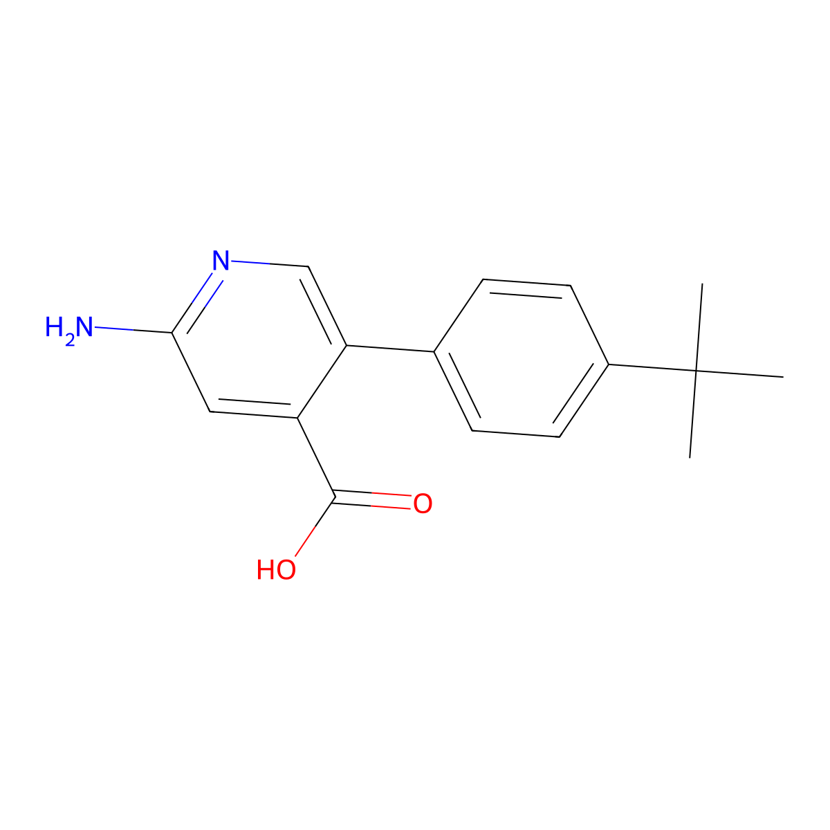 2-Amino-5-(4-tert-butylphenyl)pyridine-4-carboxylic acid molecular structure, CAS 1261950-35-9