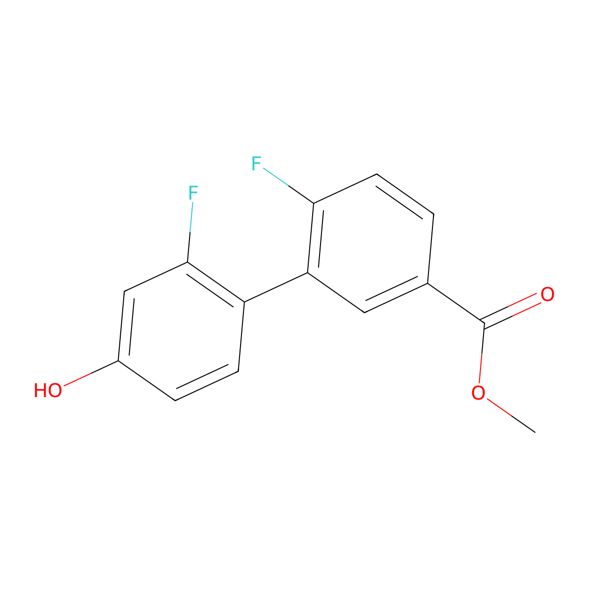 3-Fluoro-4-(2-fluoro-5-methoxycarbonylphenyl)phenol molecular structure, CAS 1261950-68-8