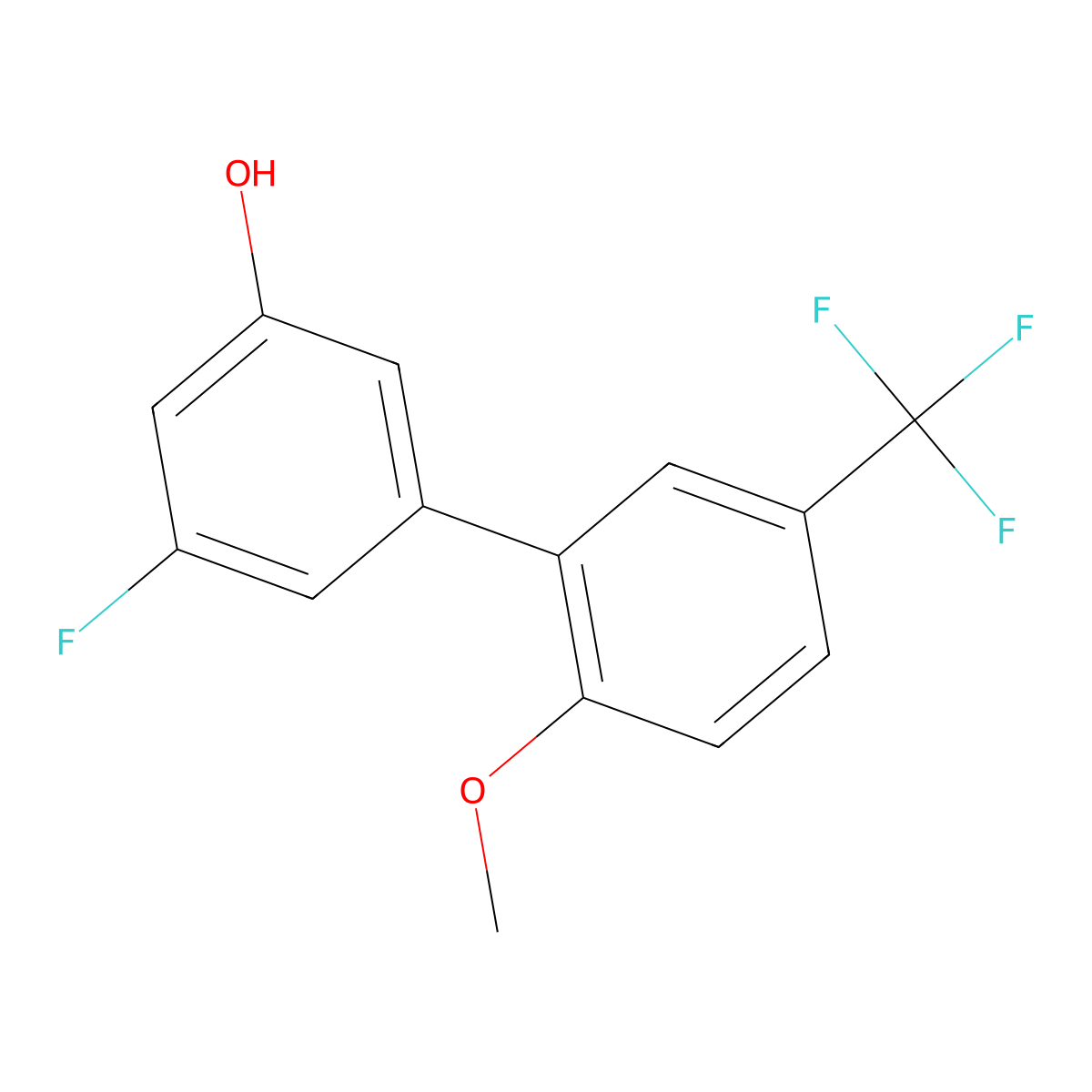 3-Fluoro-5-(2-methoxy-5-trifluoromethylphenyl)phenol molecular structure, CAS 1261950-72-4