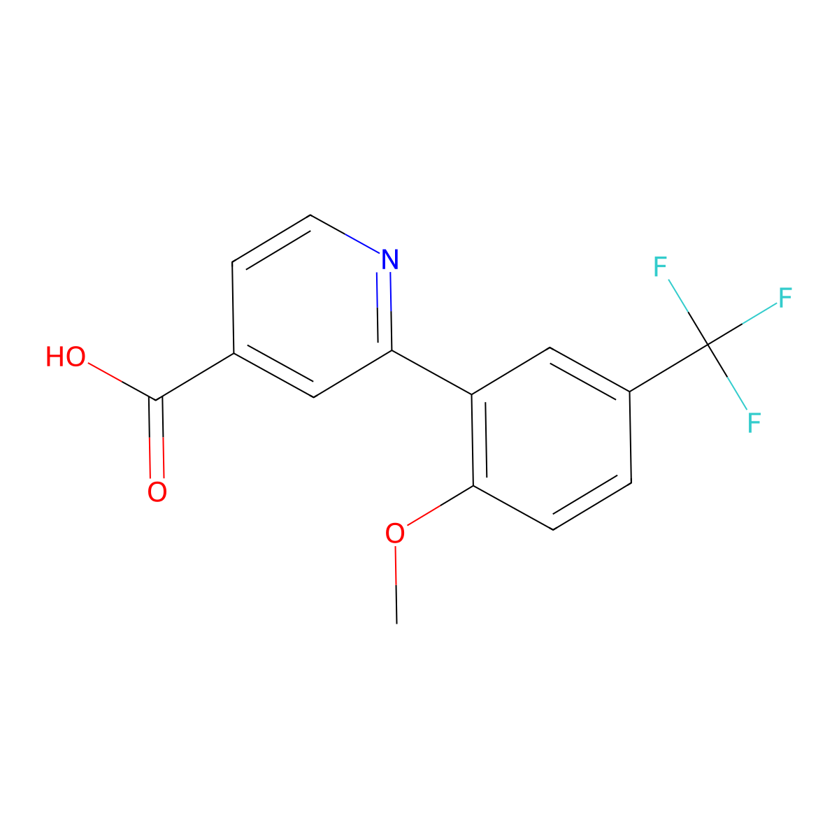 2-[2-Methoxy-5-(trifluoromethyl)phenyl]pyridine-4-carboxylic acid molecular structure, CAS 1261950-81-5