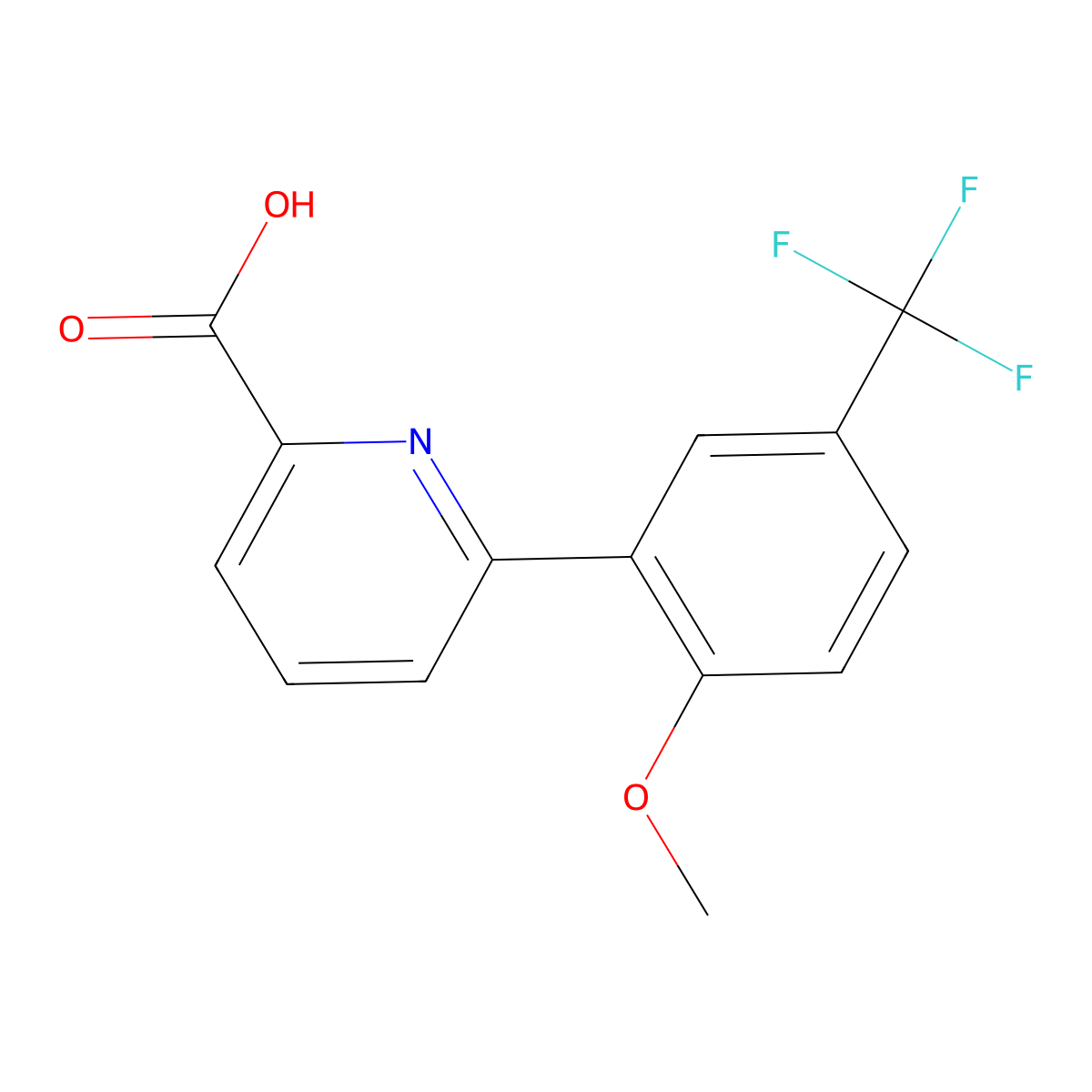 6-(2-Methoxy-5-trifluoromethylphenyl)picolinic acid molecular structure, CAS 1261950-84-8