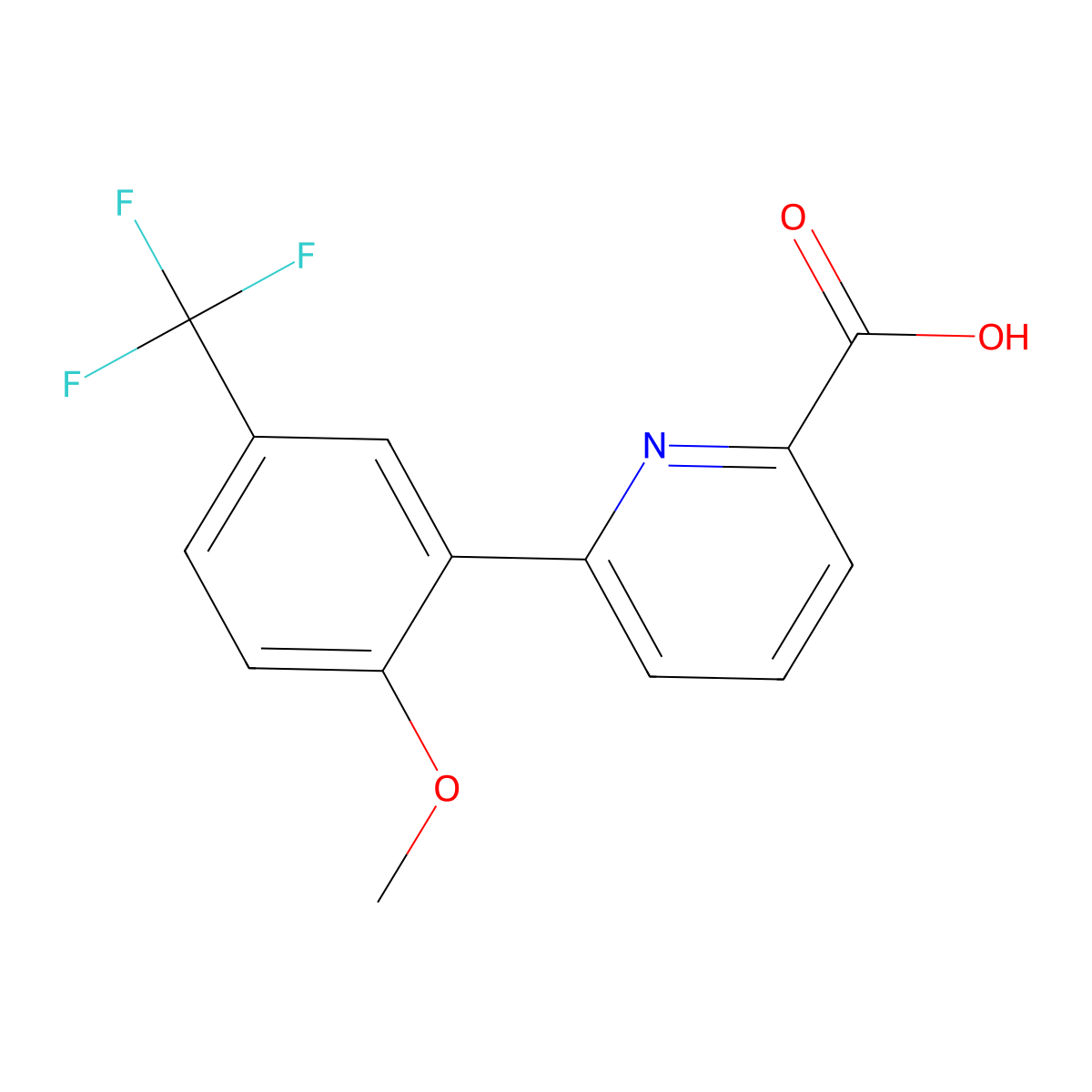 6-(2-Methoxy-5-trifluoromethylphenyl)picolinic acid molecular structure, CAS 1261950-84-8