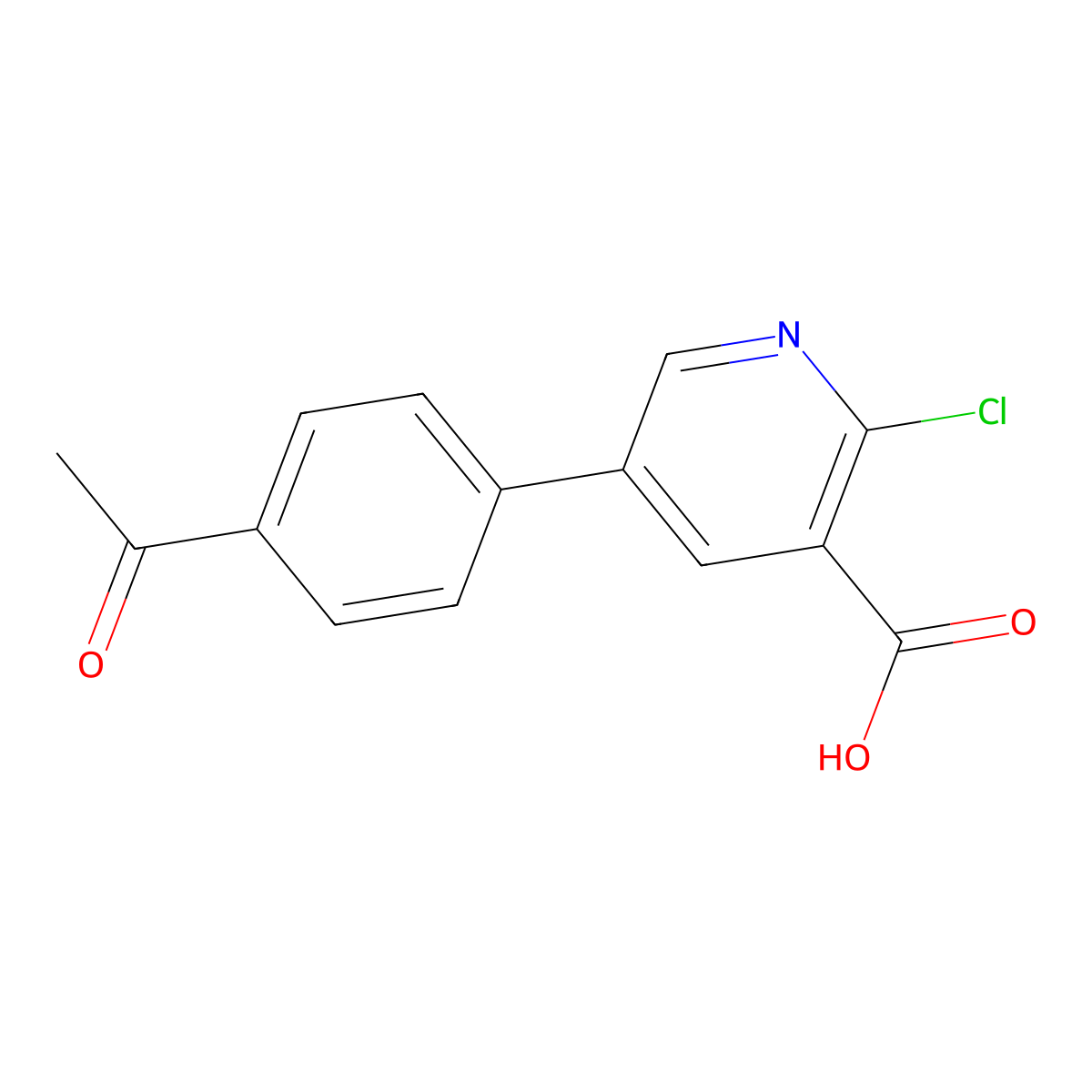 5-(4-Acetylphenyl)-2-chloropyridine-3-carboxylic acid molecular structure, CAS 1261950-91-7