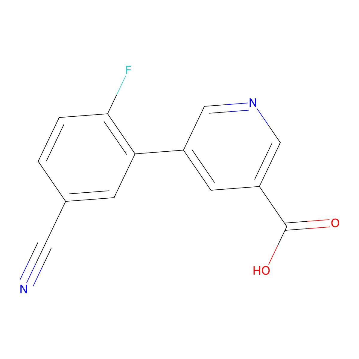 5-(5-Cyano-2-fluorophenyl)nicotinic acid molecular structure, CAS 1261950-93-9