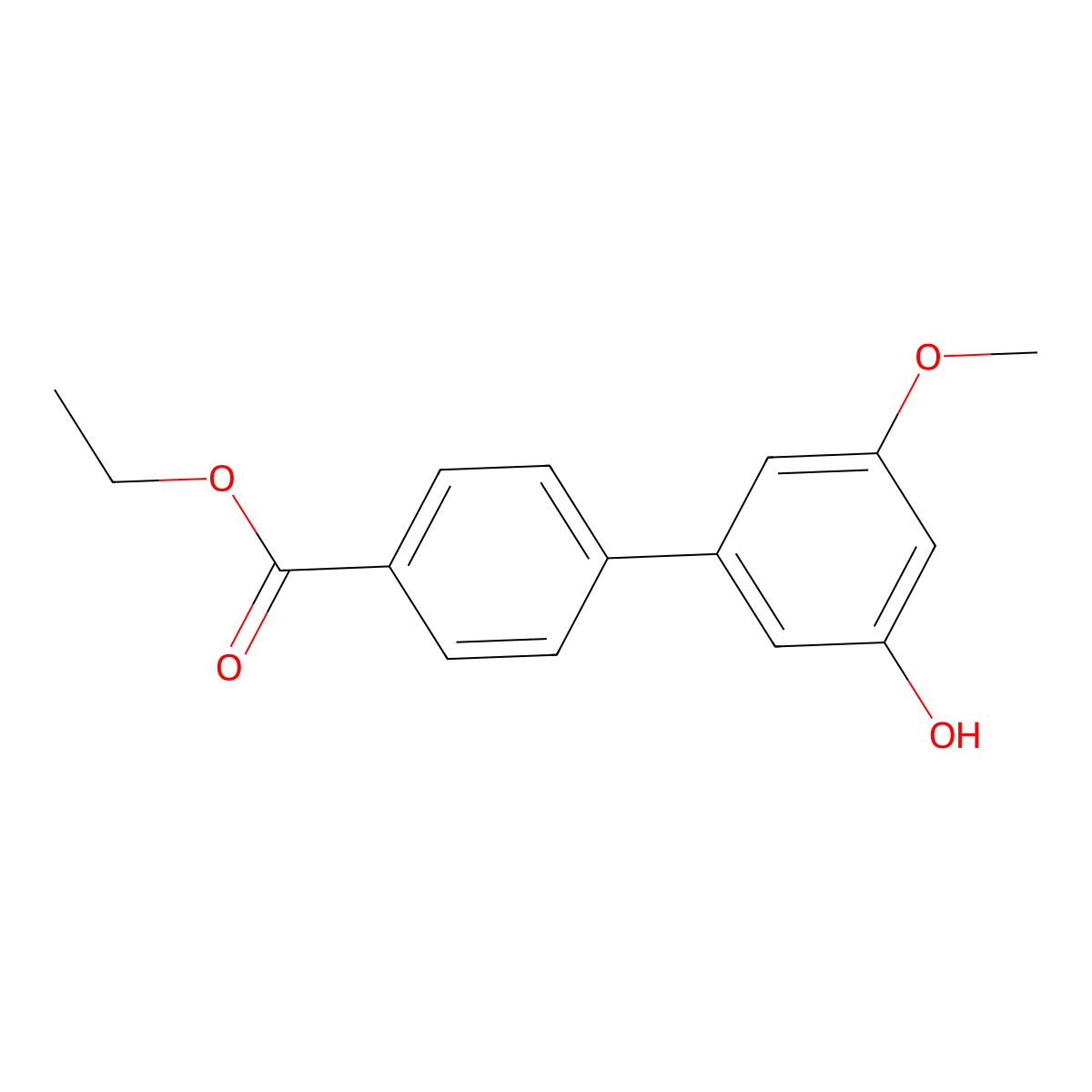 Ethyl 3'-hydroxy-5'-methoxy[1,1'-biphenyl]-4-carboxylate molecular structure, CAS 1261951-06-7