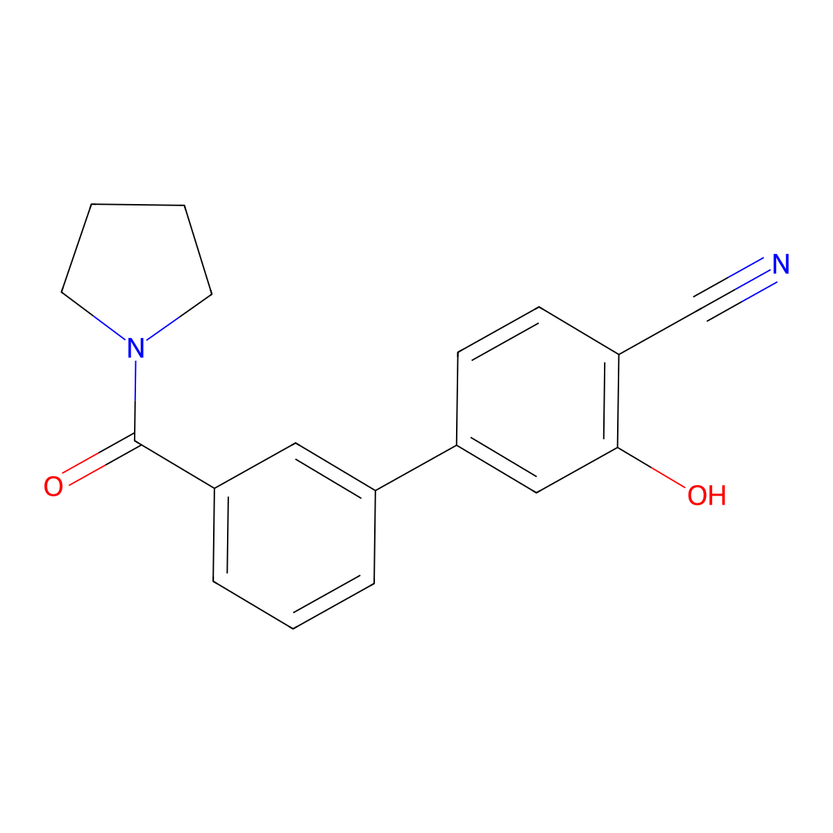 2-Cyano-5-(3-pyrrolidinylcarbonylphenyl)phenol molecular structure, CAS 1261951-11-4