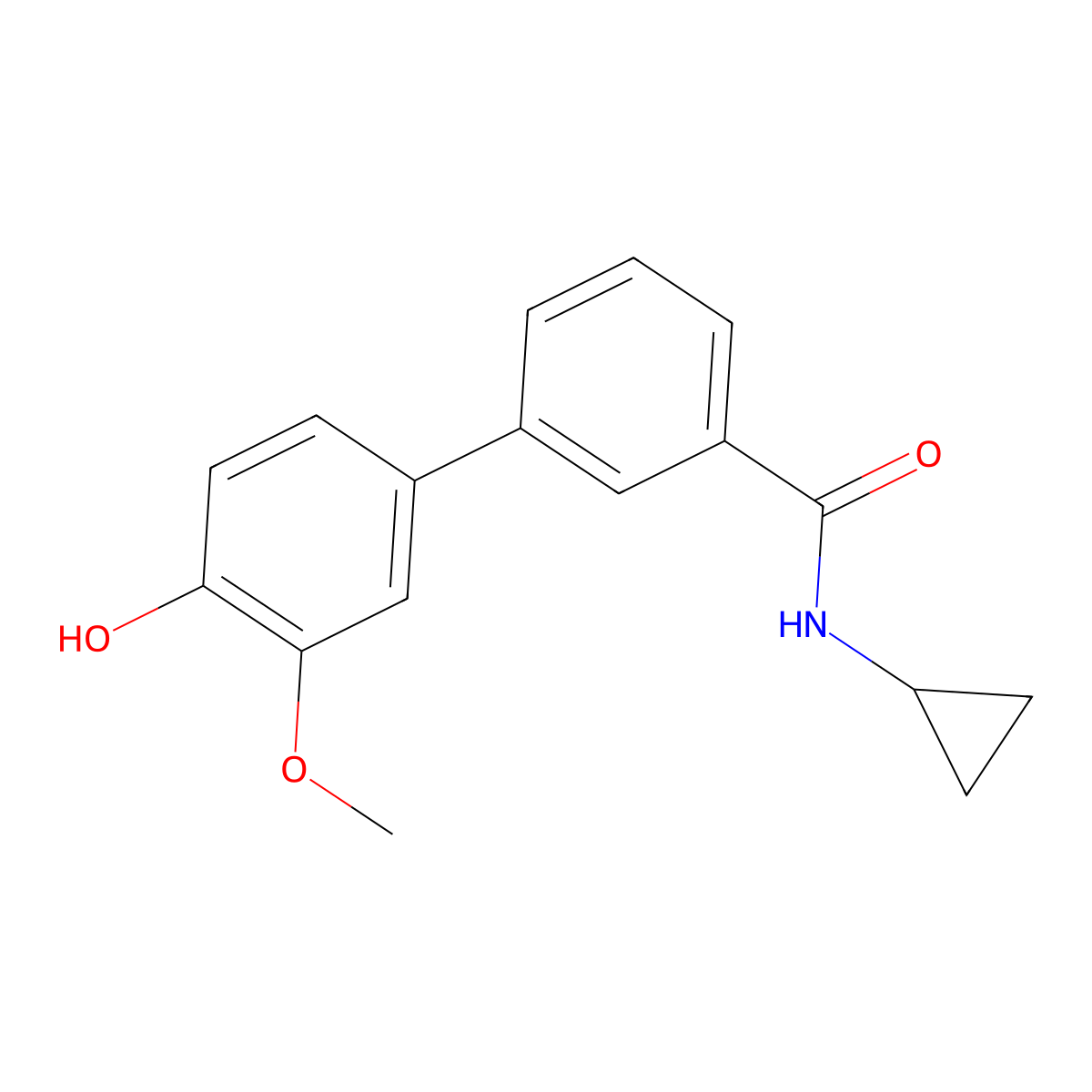 4-[3-(Cyclopropylaminocarbonyl)phenyl]-2-methoxyphenol molecular structure, CAS 1261951-14-7