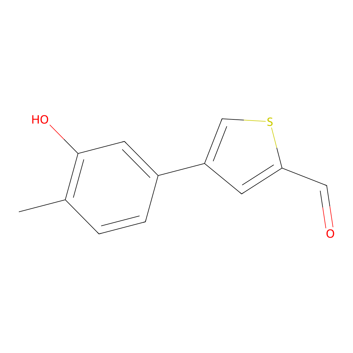 4-(3-Hydroxy-4-methylphenyl)thiophene-2-carbaldehyde molecular structure, CAS 1261951-86-3