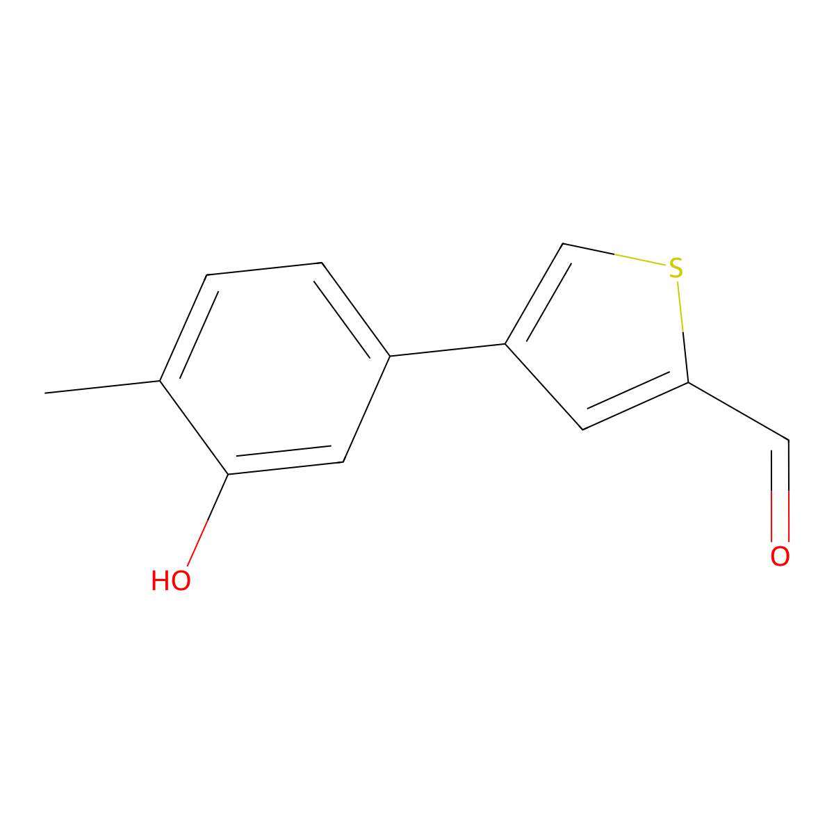 4-(3-Hydroxy-4-methylphenyl)thiophene-2-carbaldehyde molecular structure, CAS 1261951-86-3