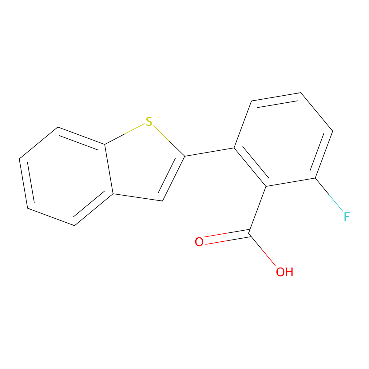 2-[Benzo(b)thiophen-2-yl]-6-fluorobenzoic acid molecular structure, CAS 1261952-05-9
