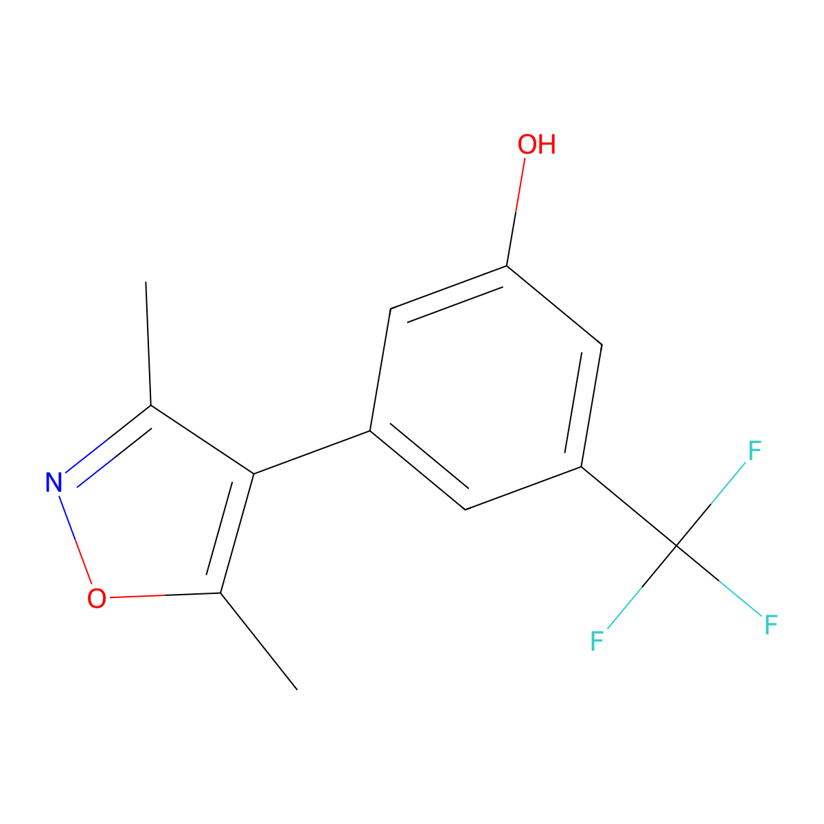 3-(3,5-Dimethyl-1,2-oxazol-4-yl)-5-(trifluoromethyl)phenol molecular structure, CAS 1261952-15-1