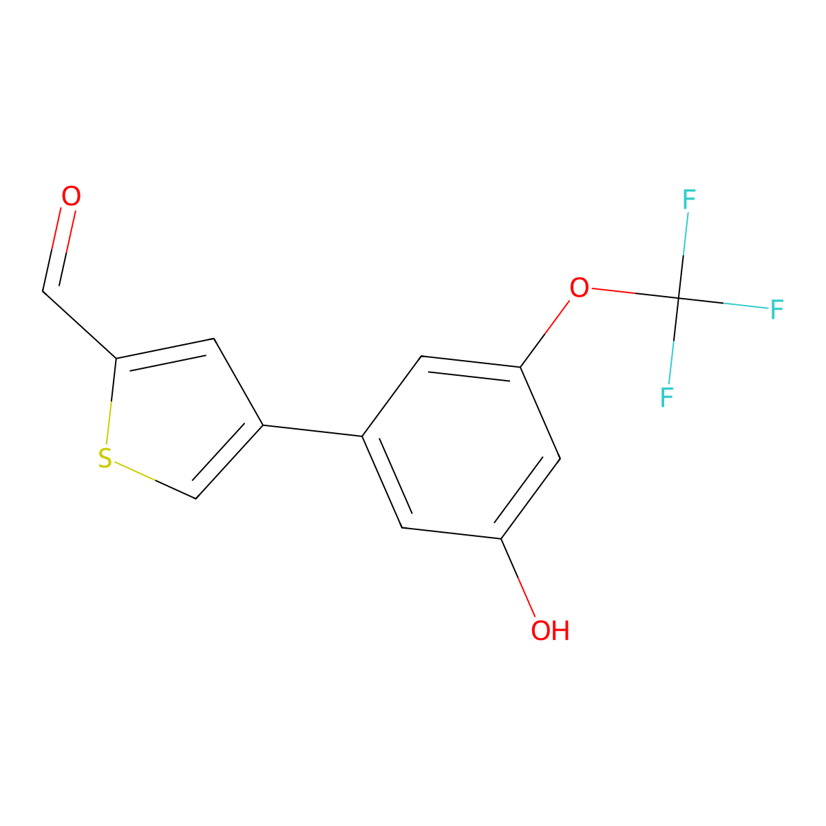 4-[3-Hydroxy-5-(trifluoromethoxy)phenyl]thiophene-2-carbaldehyde molecular structure, CAS 1261952-26-4