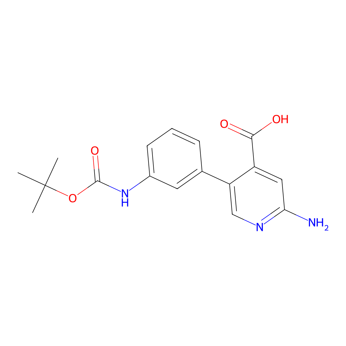 2-Amino-5-(3-BOC-aminophenyl)isonicotinic acid molecular structure, CAS 1261952-28-6