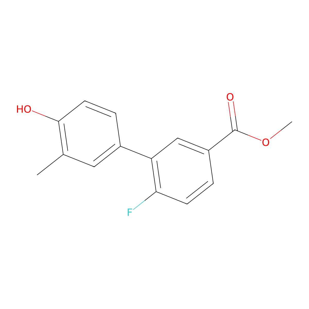 4-(2-Fluoro-5-methoxycarbonylphenyl)-2-methylphenol molecular structure, CAS 1261952-29-7