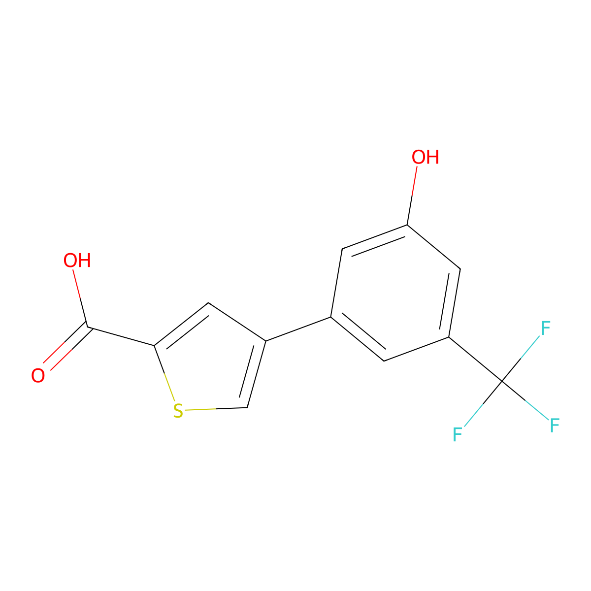 4-[3-Hydroxy-5-(trifluoromethyl)phenyl]thiophene-2-carboxylic acid molecular structure, CAS 1261952-43-5
