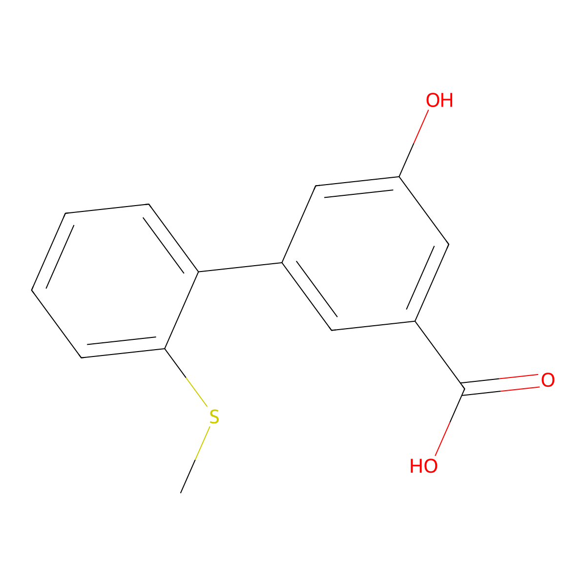 5-Hydroxy-3-(2-methylthiophenyl)benzoic acid molecular structure, CAS 1261952-57-1