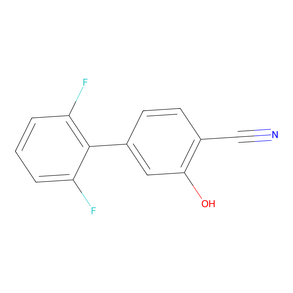 2-Cyano-5-(2,6-difluorophenyl)phenol molecular structure, CAS 1261952-58-2