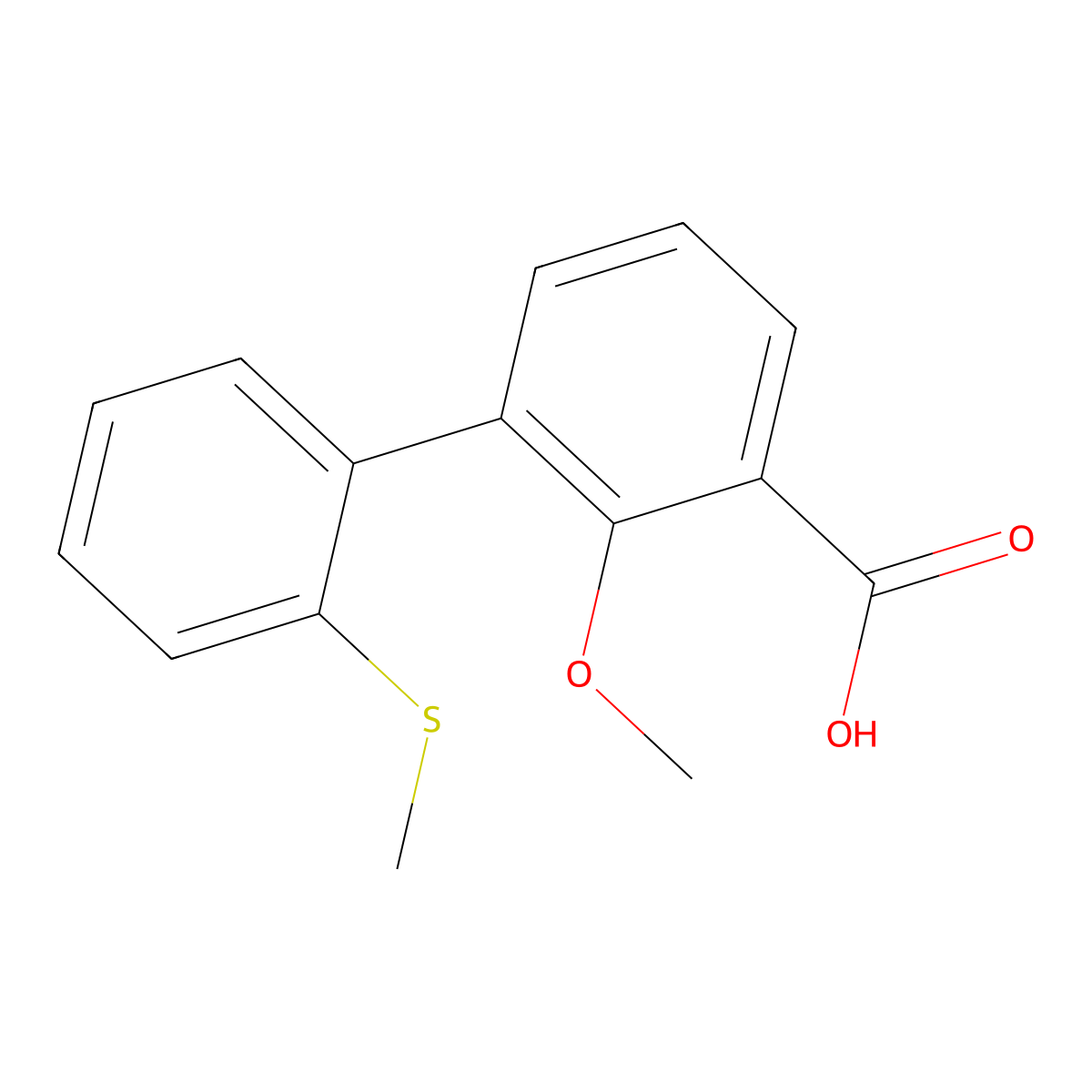2-Methoxy-3-(2-methylthiophenyl)benzoic acid molecular structure, CAS 1261952-61-7