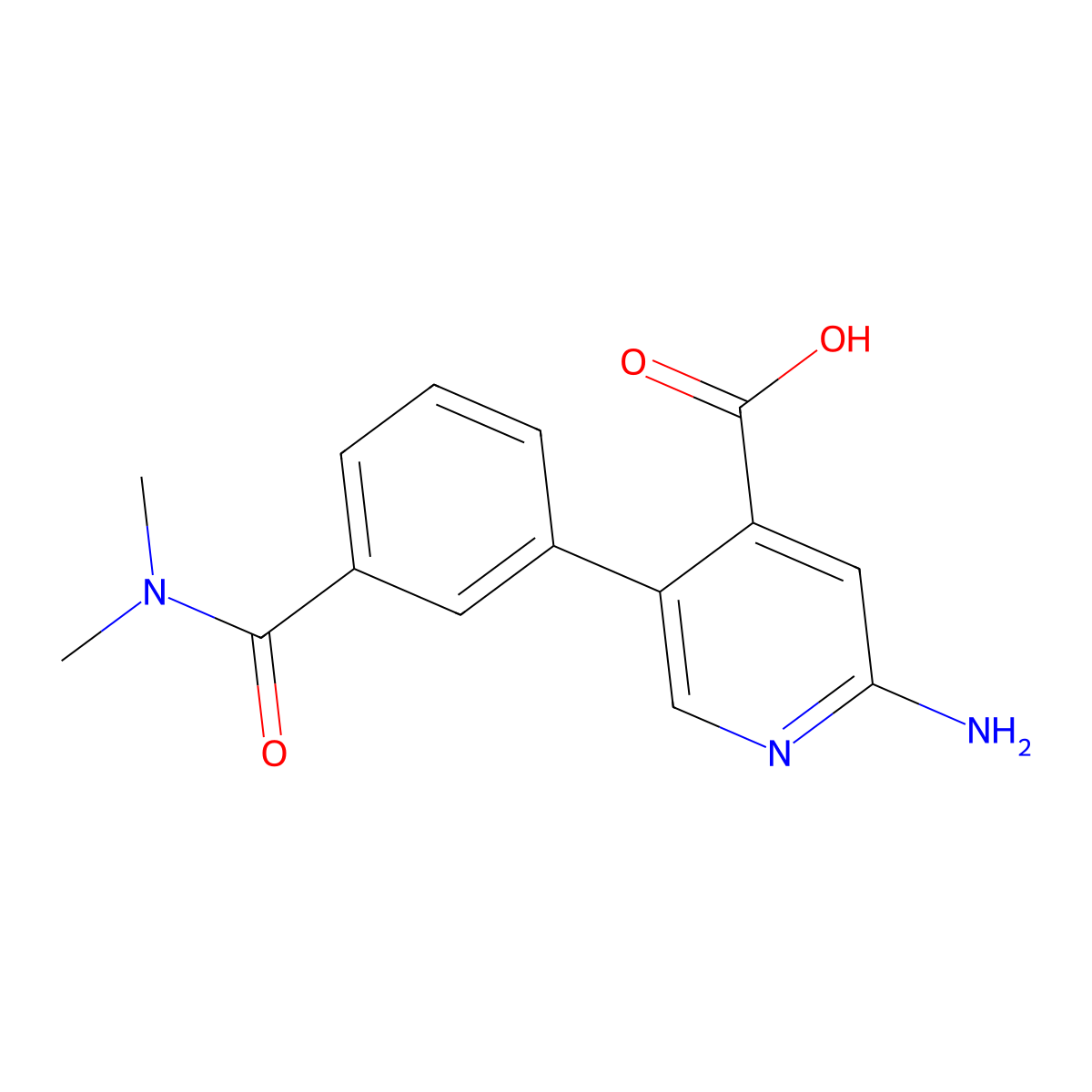 2-Amino-5-[3-(dimethylcarbamoyl)phenyl]pyridine-4-carboxylic acid molecular structure, CAS 1261952-74-2