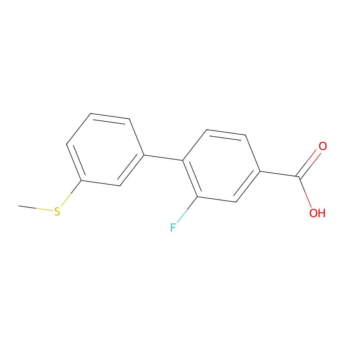 3-Fluoro-4-(3-methylthiophenyl)benzoic acid molecular structure, CAS 1261952-77-5