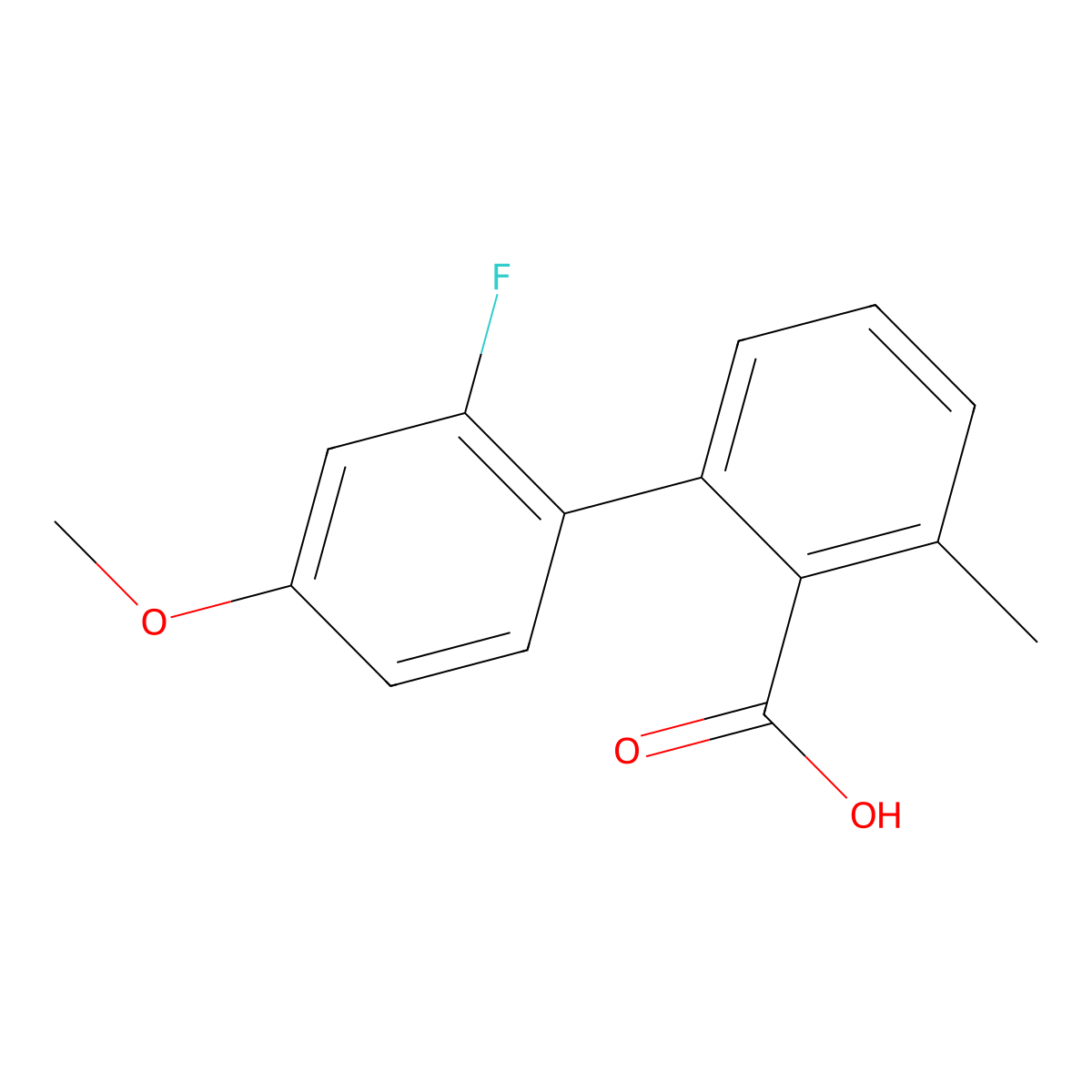 2-(2-Fluoro-4-methoxyphenyl)-6-methylbenzoic acid molecular structure, CAS 1261952-95-7
