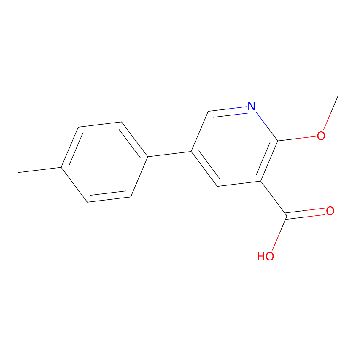 2-Methoxy-5-(4-methylphenyl)nicotinic acid molecular structure, CAS 1261953-30-3