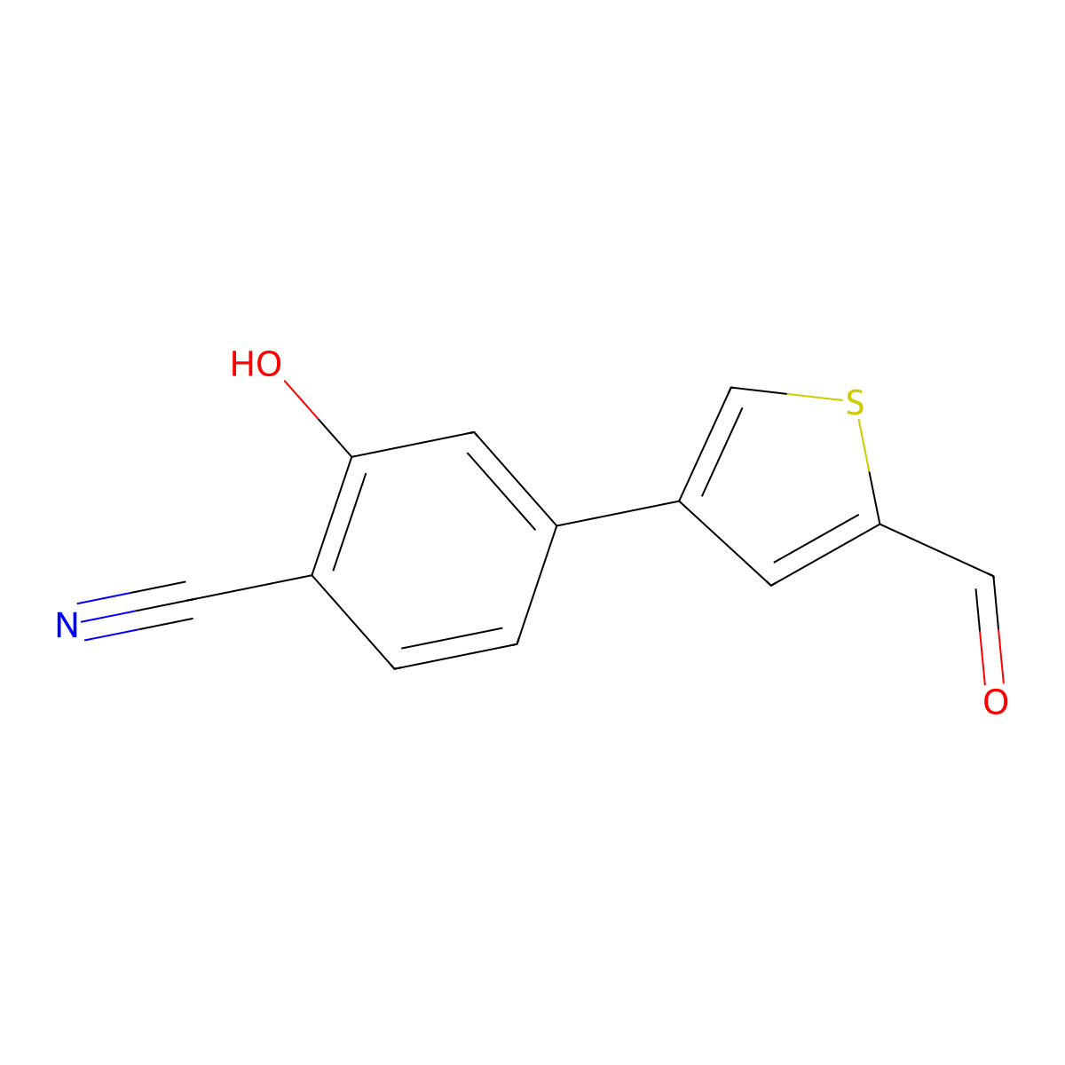 4-(5-Formylthiophen-3-yl)-2-hydroxybenzonitrile molecular structure, CAS 1261953-38-1