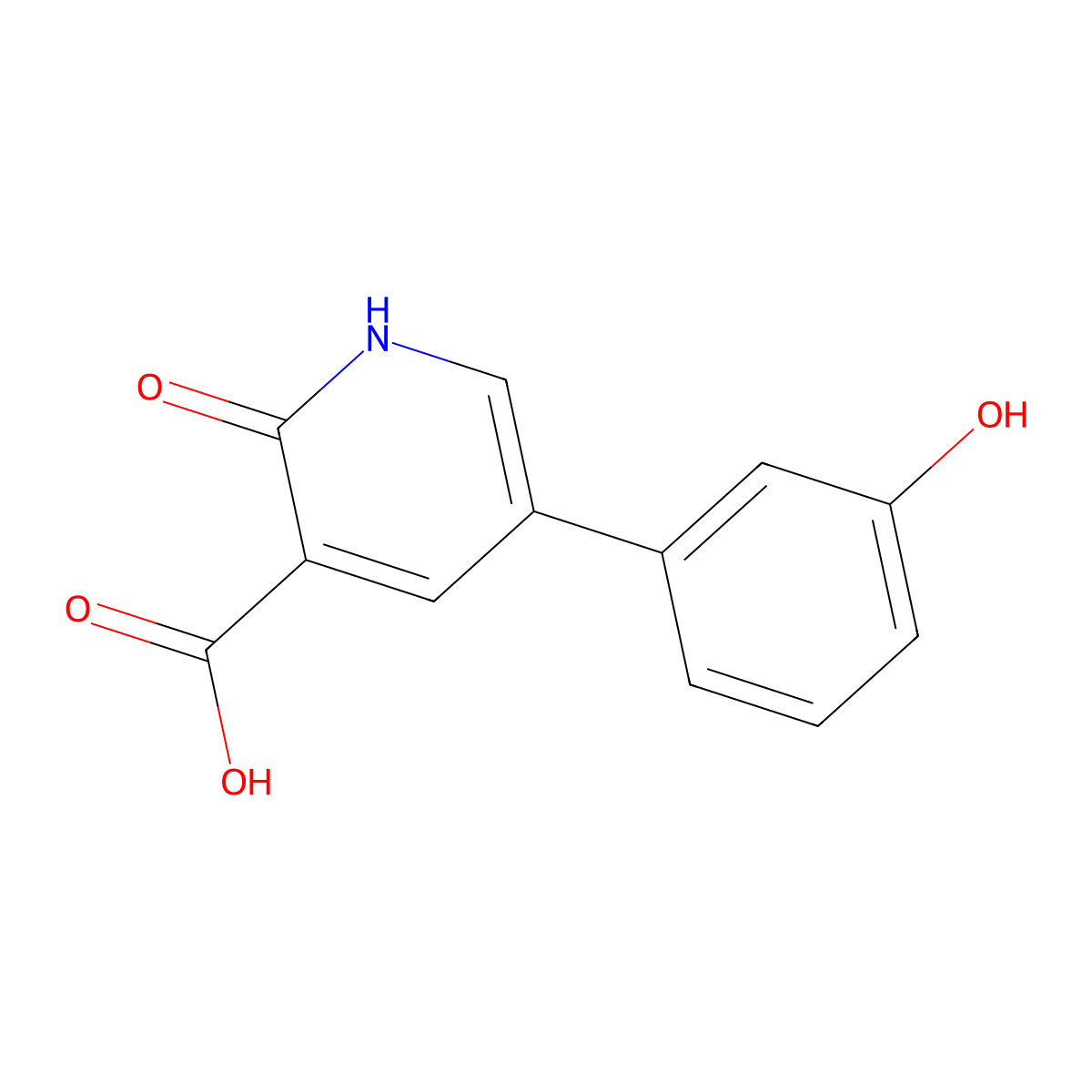 5-(3-Hydroxyphenyl)-2-oxo-1,2-dihydropyridine-3-carboxylic acid molecular structure, CAS 1261953-52-9