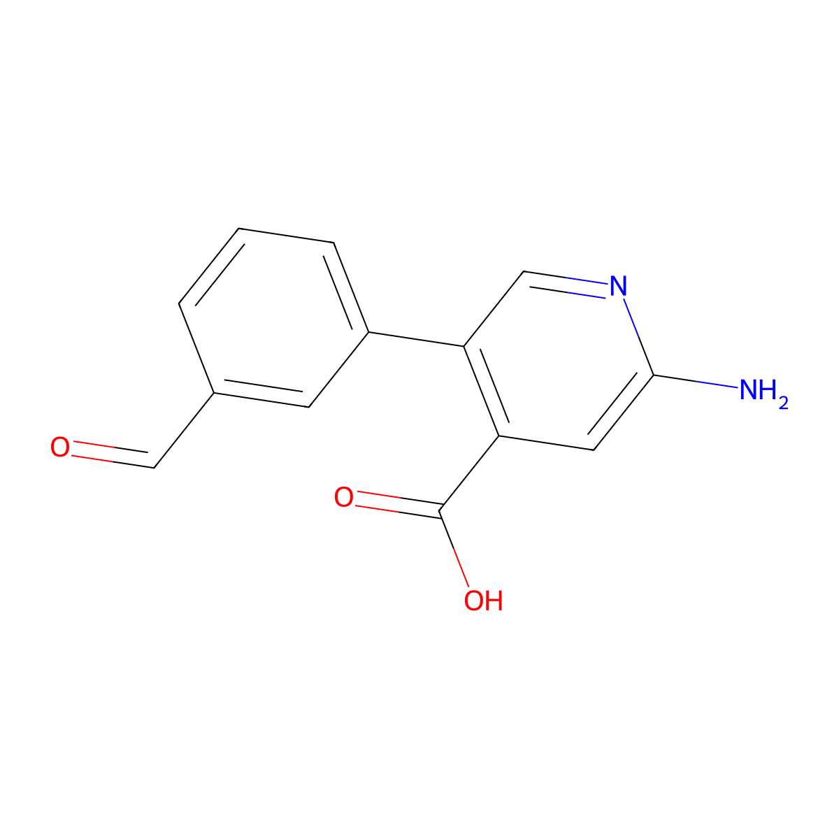 2-Amino-5-(3-formylphenyl)pyridine-4-carboxylic acid molecular structure, CAS 1261953-69-8