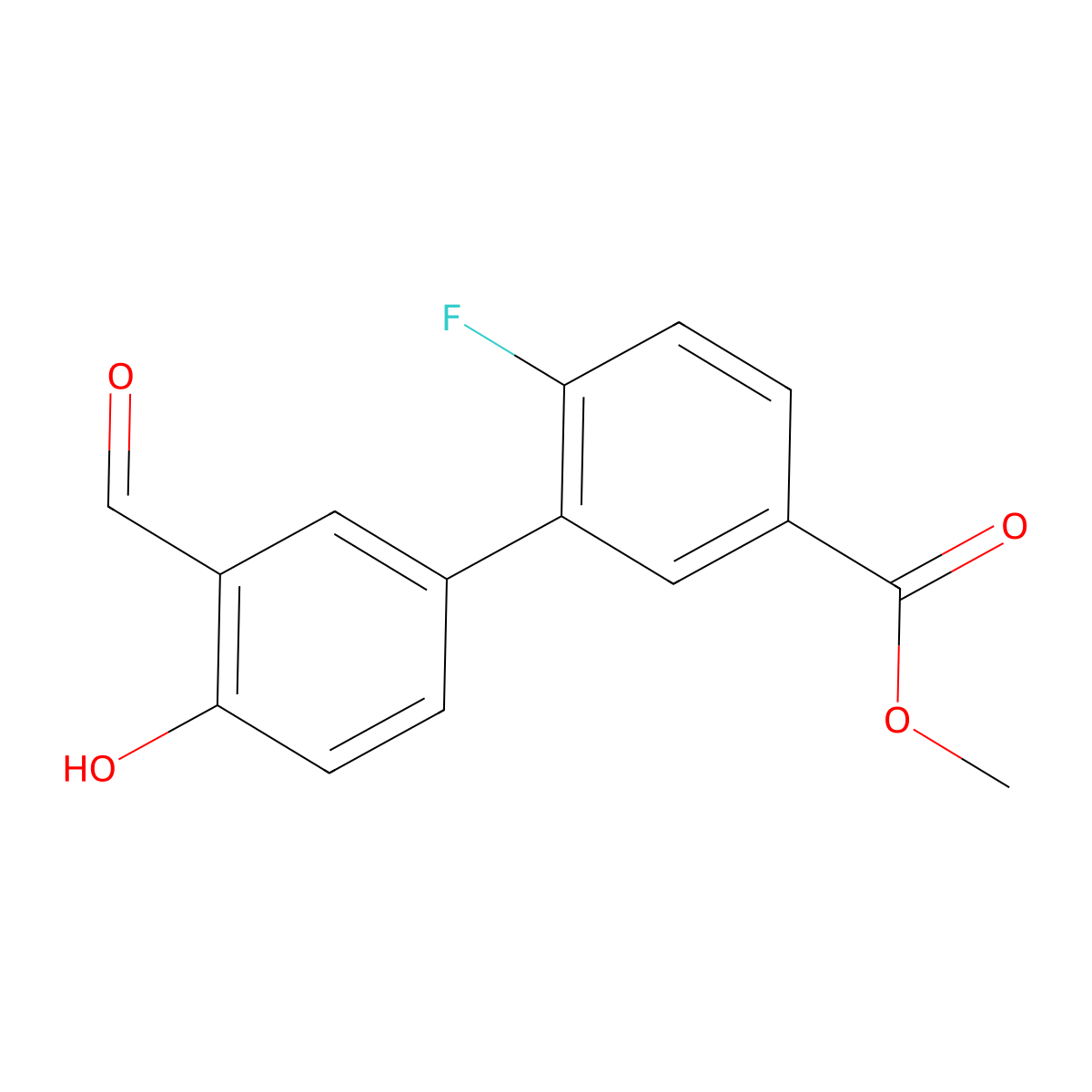 4-(2-Fluoro-5-methoxycarbonylphenyl)-2-formylphenol molecular structure, CAS 1261953-75-6