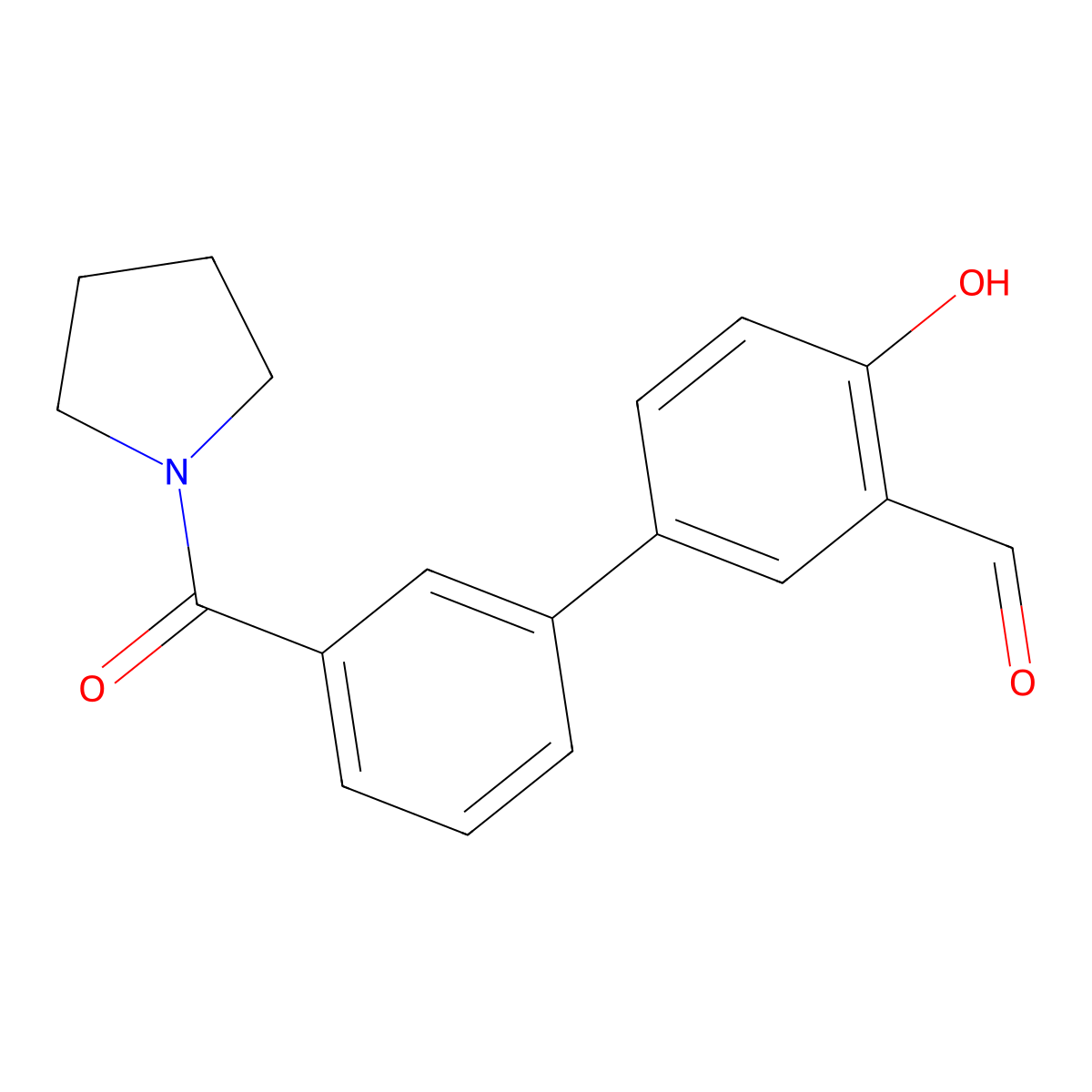 2-Formyl-4-(3-pyrrolidinylcarbonylphenyl)phenol molecular structure, CAS 1261953-81-4