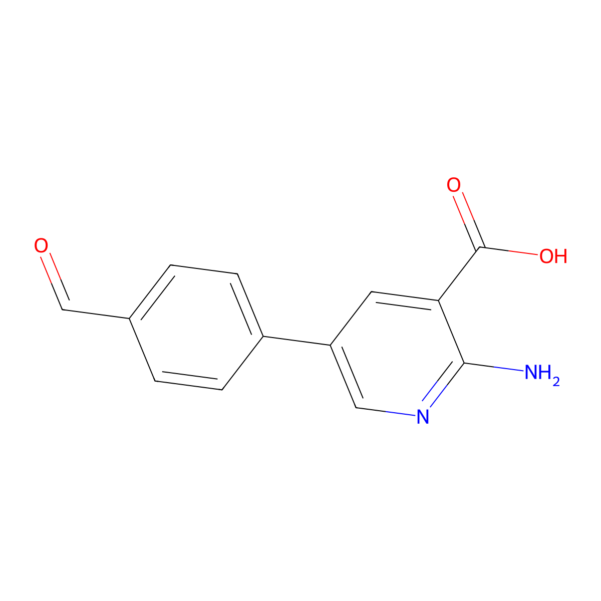 2-Amino-5-(4-formylphenyl)nicotinic acid molecular structure, CAS 1261953-83-6