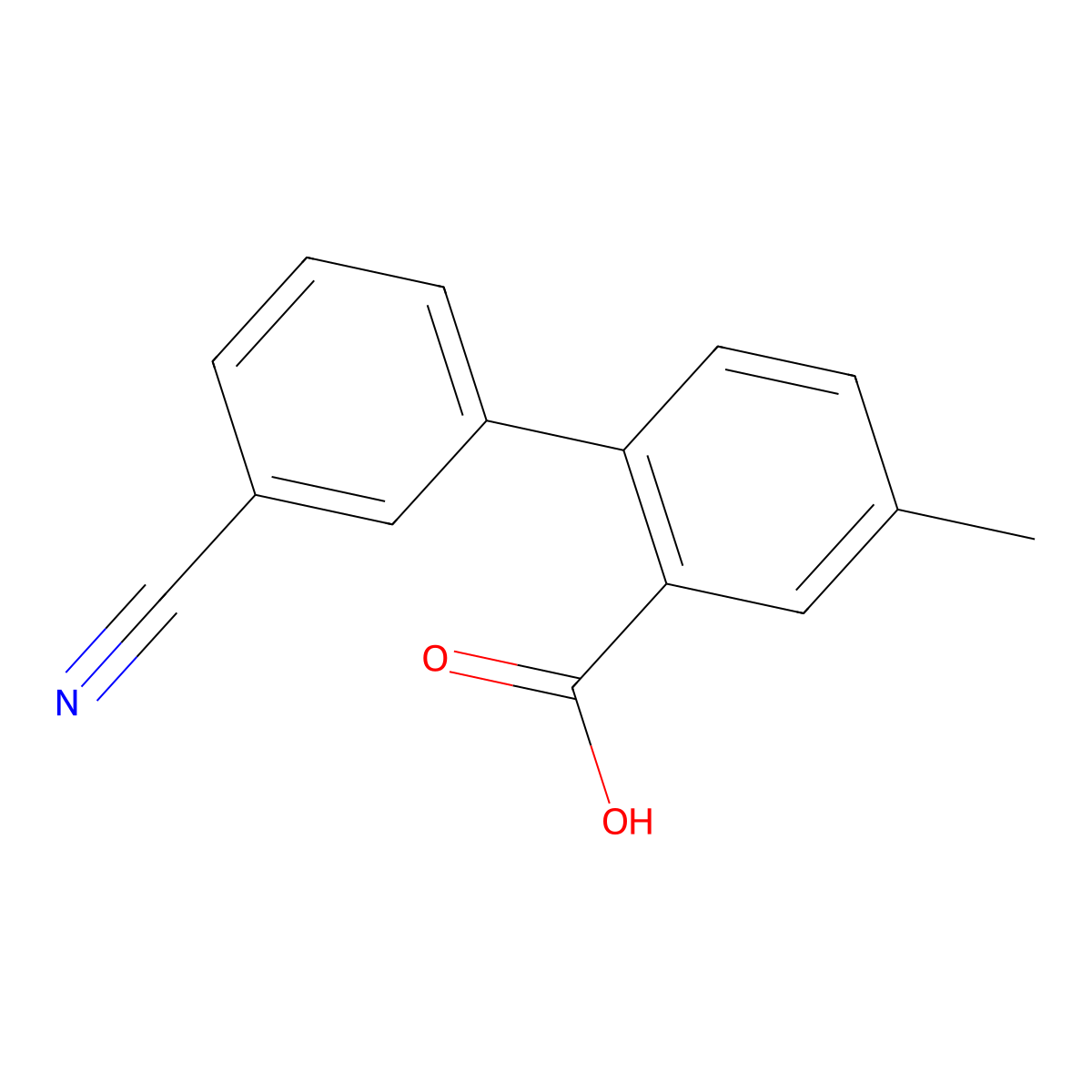 2-(3-Cyanophenyl)-5-methylbenzoic acid molecular structure, CAS 1261953-95-0