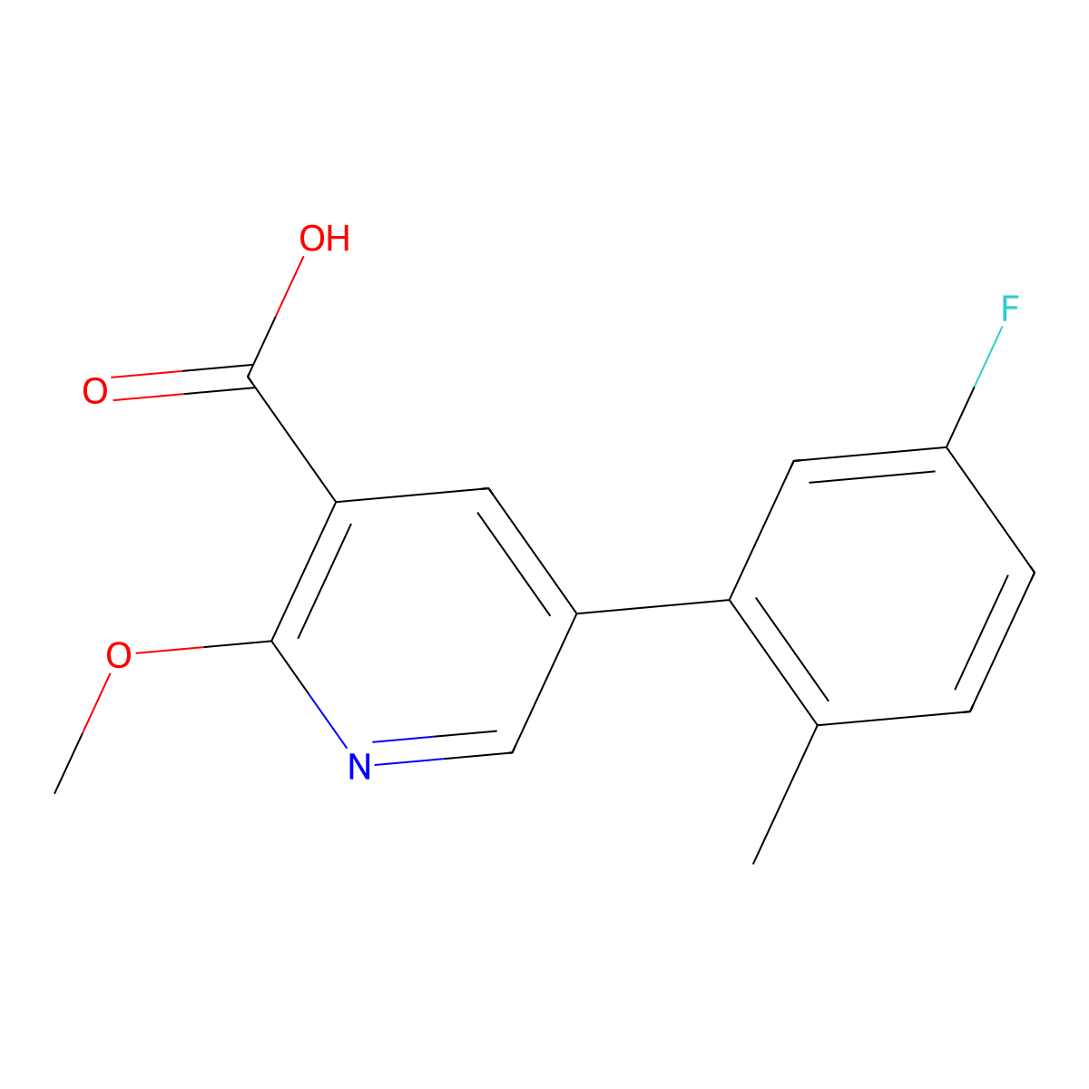 5-(5-Fluoro-2-methylphenyl)-2-methoxynicotinic acid molecular structure, CAS 1261954-23-7