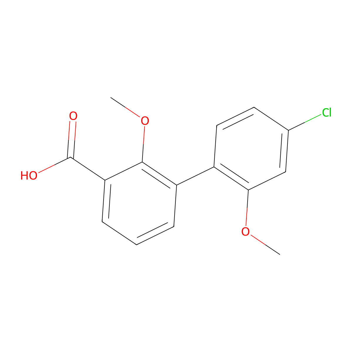 3-(4-Chloro-2-methoxyphenyl)-2-methoxybenzoic acid molecular structure, CAS 1261954-31-7
