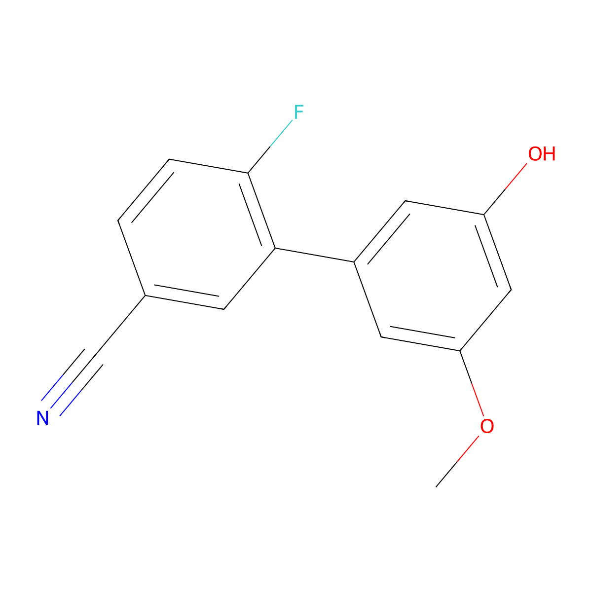 6-Fluoro-3'-hydroxy-5'-methoxy[1,1'-biphenyl]-3-carbonitrile molecular structure, CAS 1261954-65-7