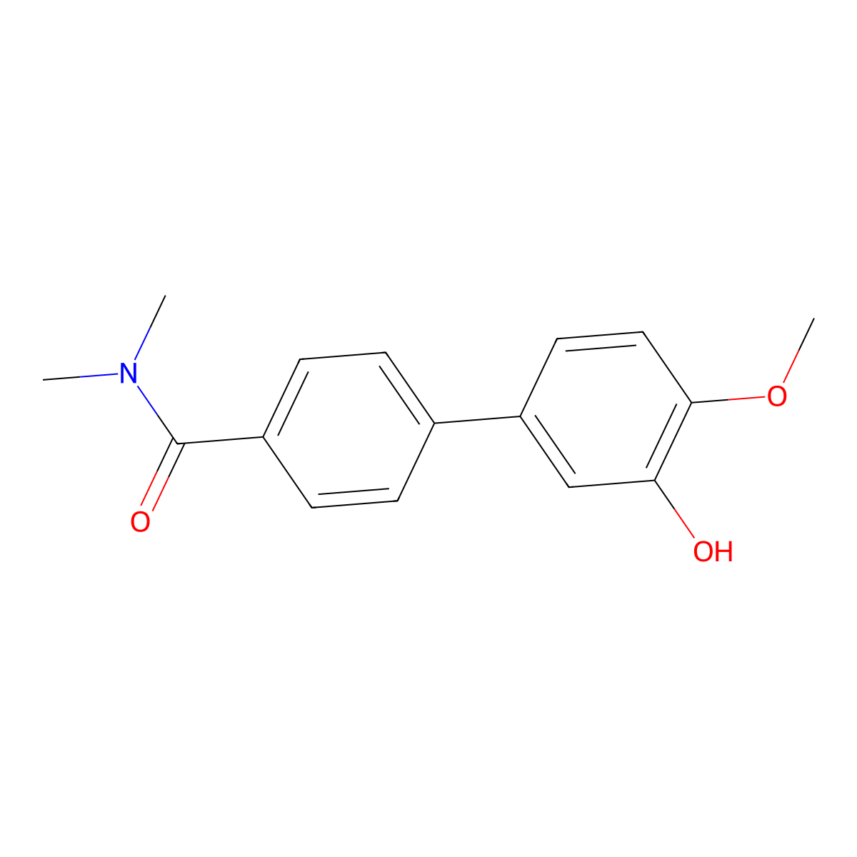 5-[4-(N,N-Dimethylaminocarbonyl)phenyl]-2-methoxyphenol molecular structure, CAS 1261954-67-9