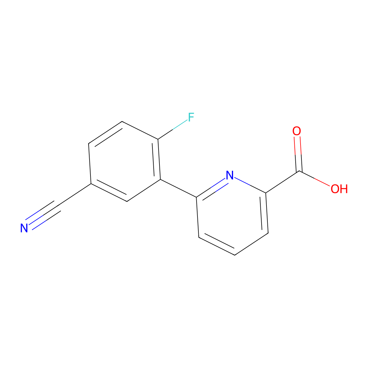 6-(5-Cyano-2-fluorophenyl)picolinic acid molecular structure, CAS 1261954-70-4