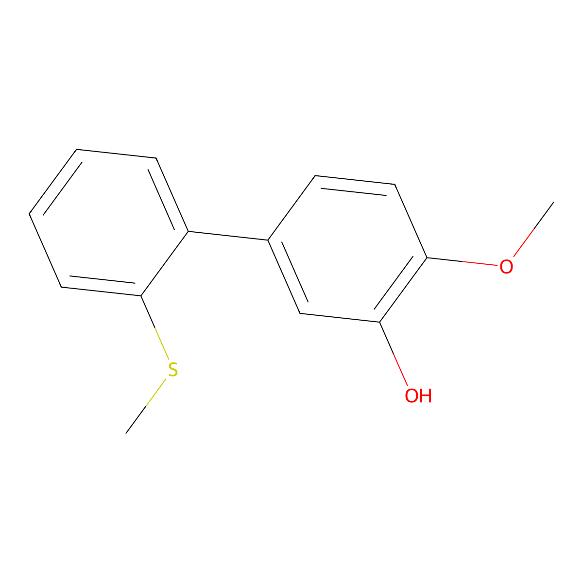 2-Methoxy-5-(2-methylthiophenyl)phenol molecular structure, CAS 1261954-72-6