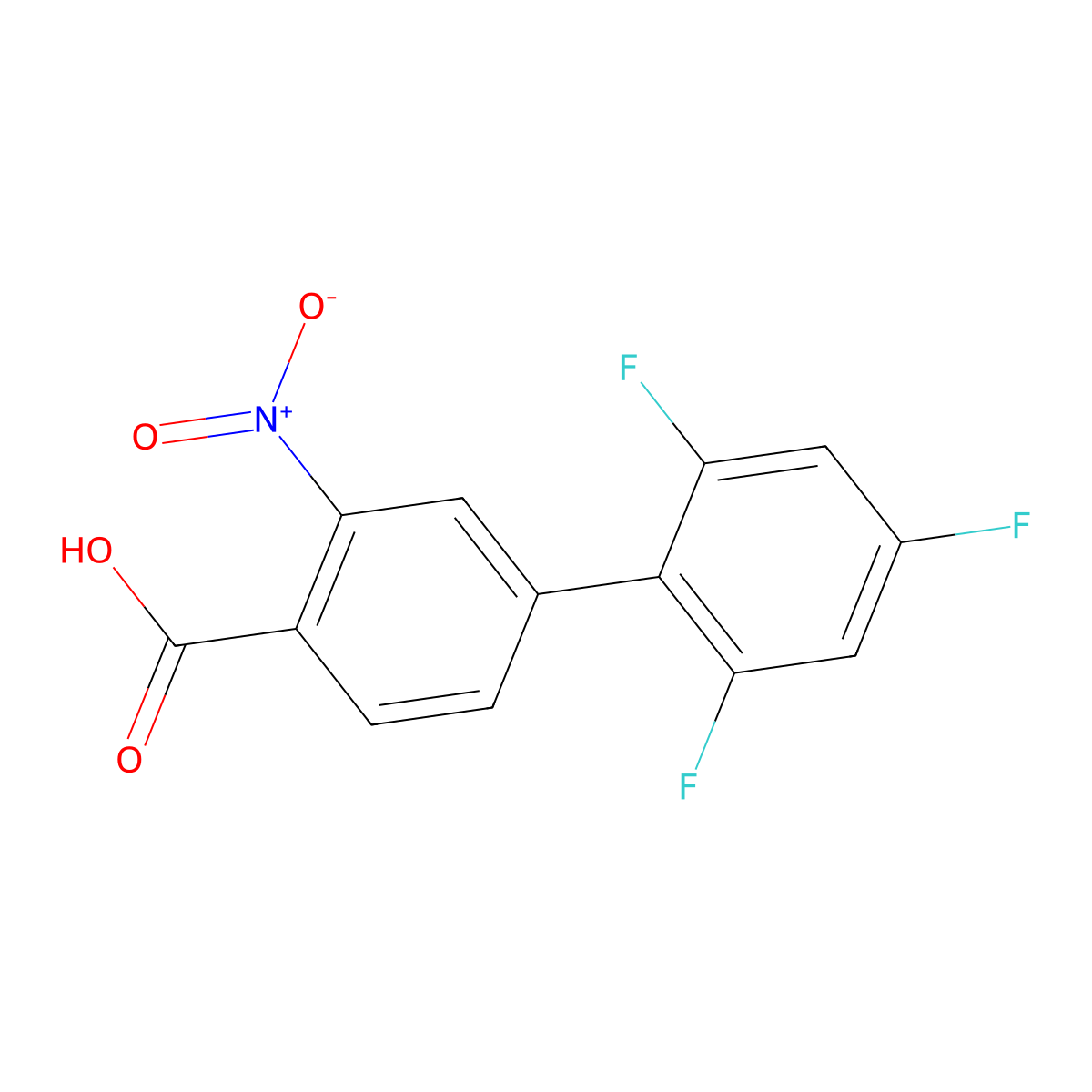 2-Nitro-4-(2,4,6-trifluorophenyl)benzoic acid molecular structure, CAS 1261954-79-3