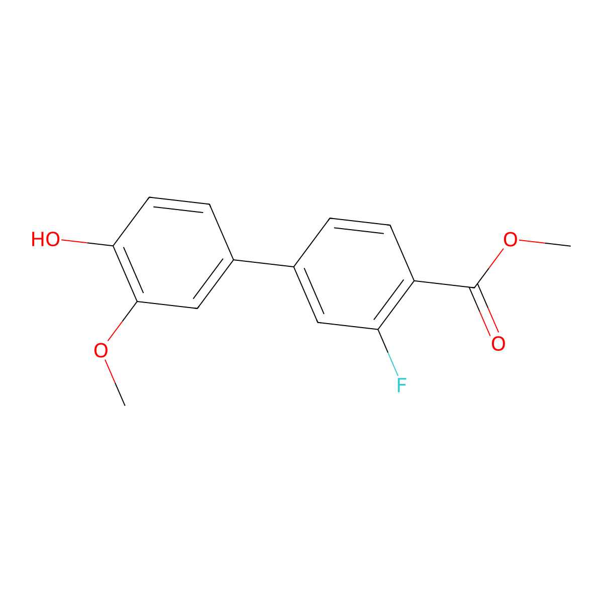 4-(3-Fluoro-4-methoxycarbonylphenyl)-2-methoxyphenol molecular structure, CAS 1261954-82-8