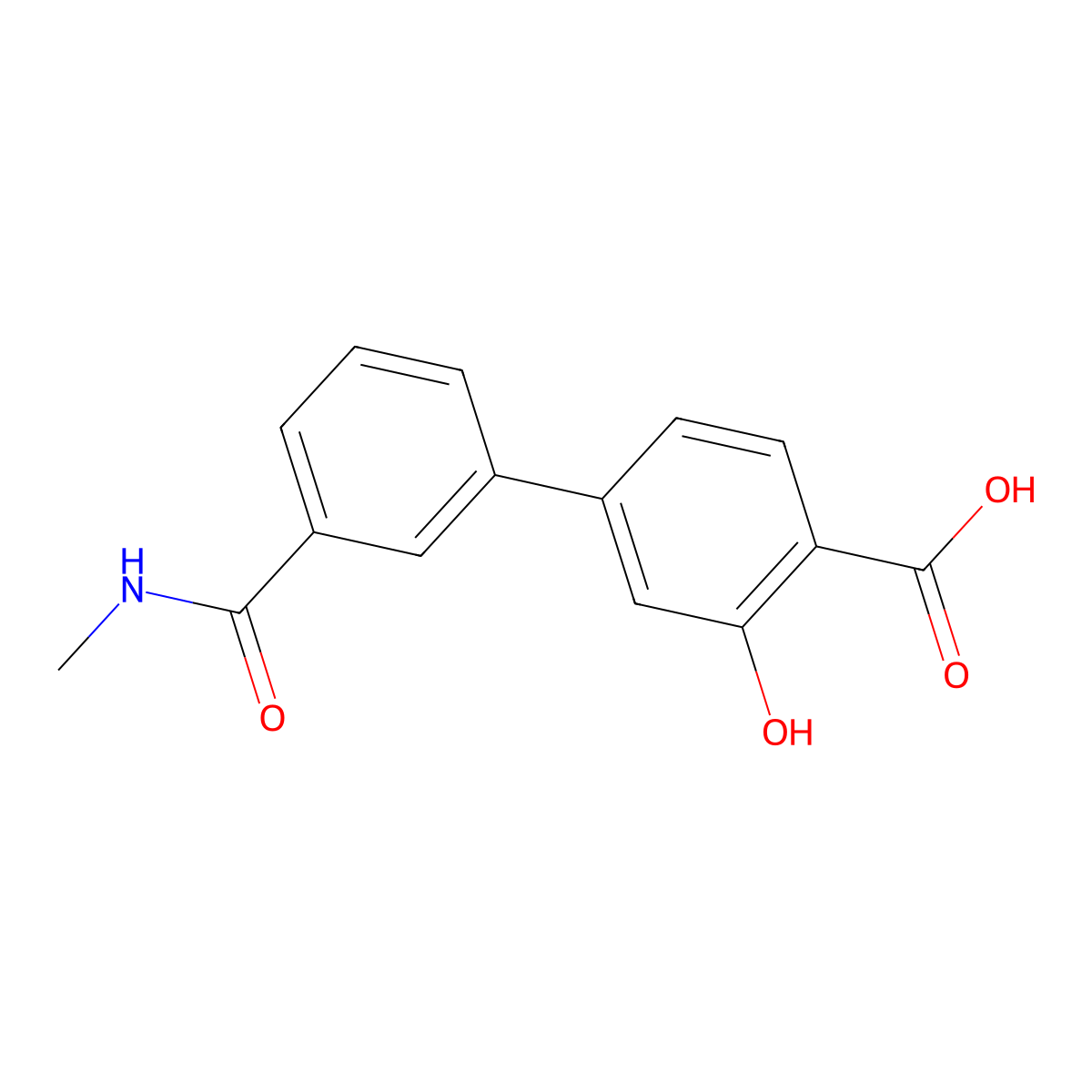 2-Hydroxy-4-[3-(N-methylaminocarbonyl)phenyl]benzoic acid molecular structure, CAS 1261954-86-2