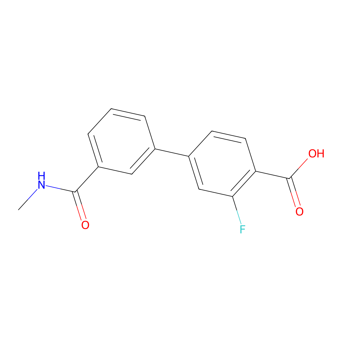2-Fluoro-4-[3-(N-methylaminocarbonyl)phenyl]benzoic acid molecular structure, CAS 1261954-91-9