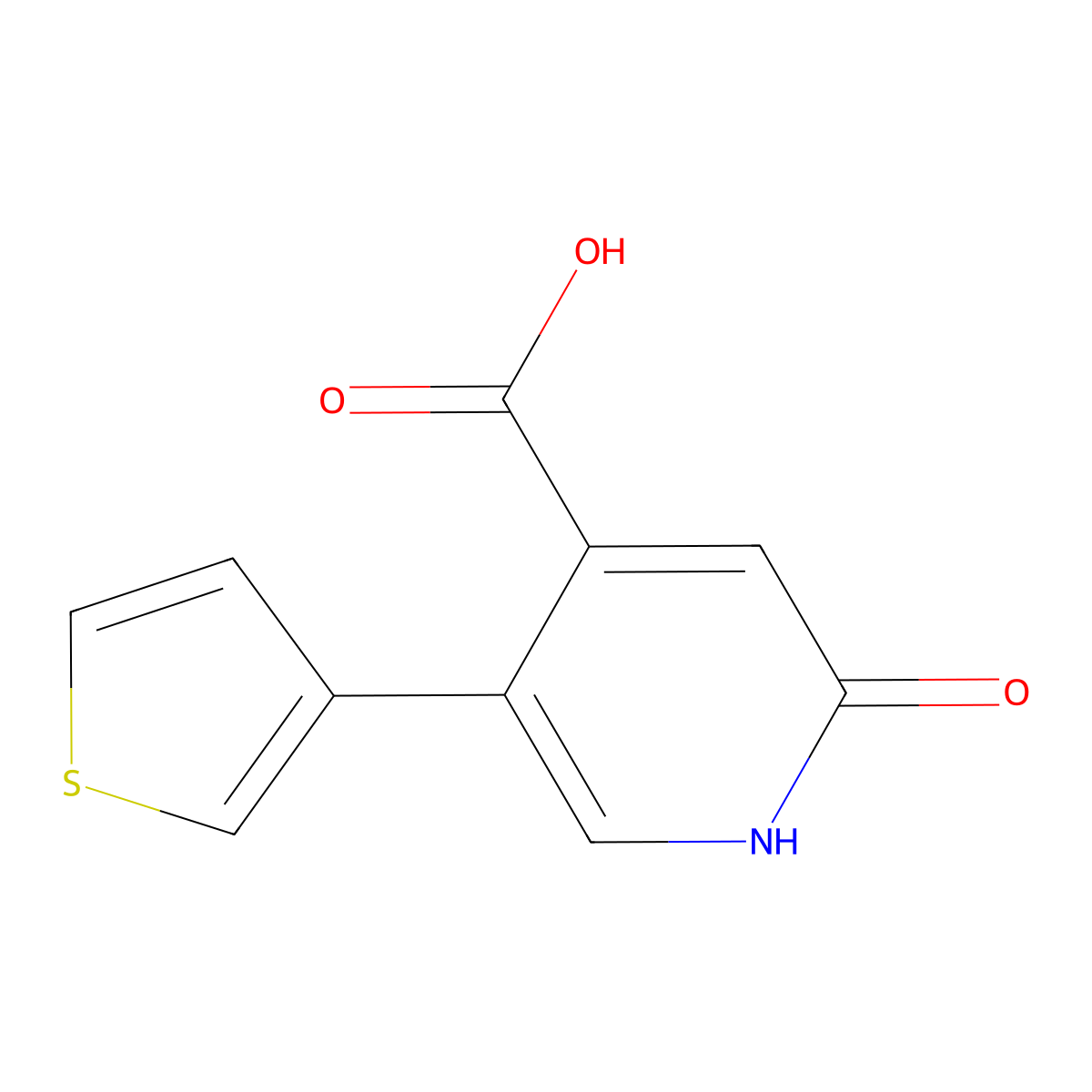 2-Hydroxy-5-(thiophen-3-YL)isonicotinic acid molecular structure, CAS 1261954-94-2