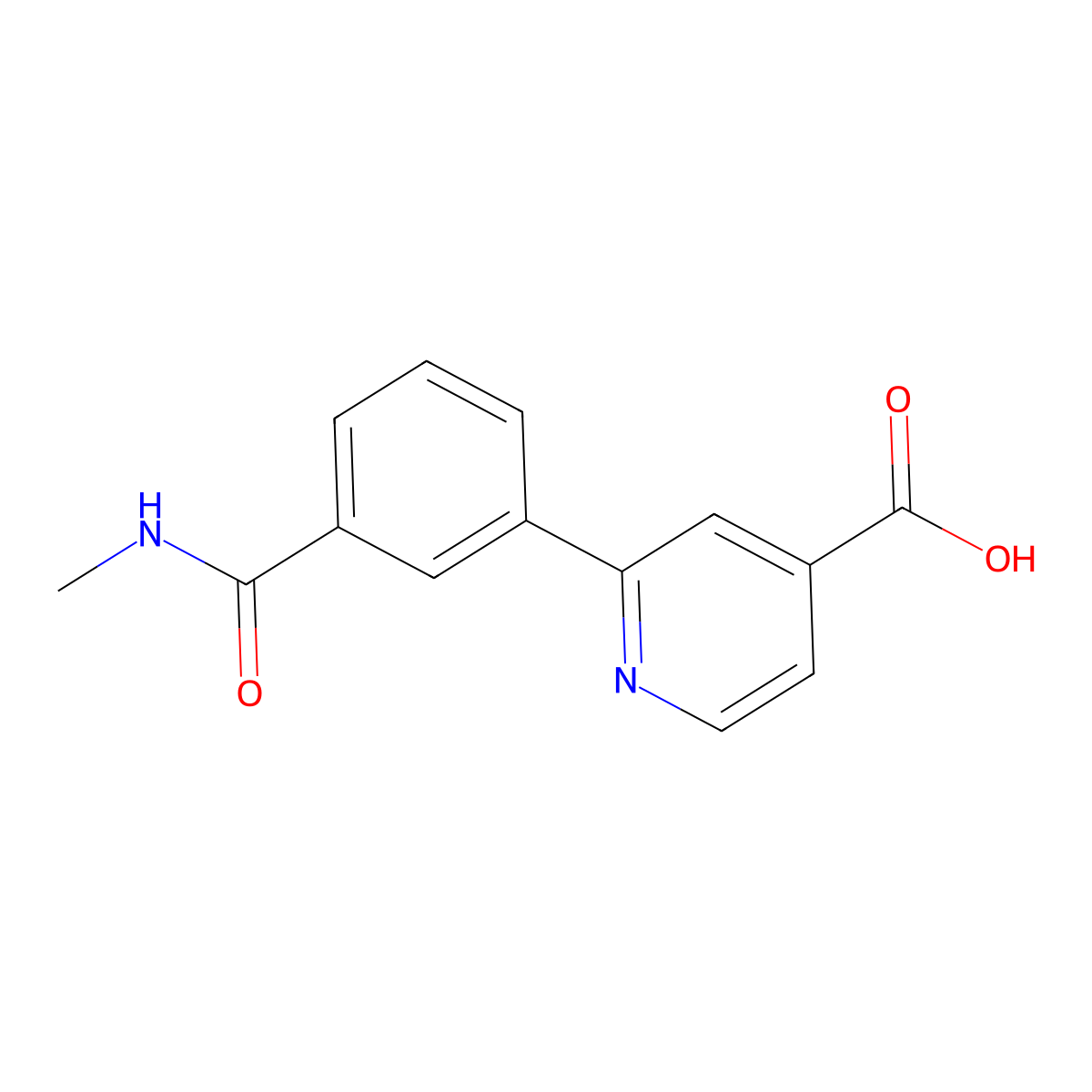 2-[3-(Methylcarbamoyl)phenyl]pyridine-4-carboxylic acid molecular structure, CAS 1261955-05-8