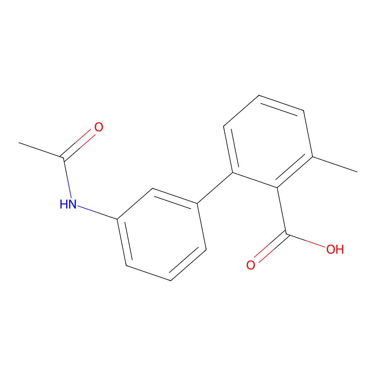 2-(3-Acetylaminophenyl)-6-methylbenzoic acid molecular structure, CAS 1261955-06-9
