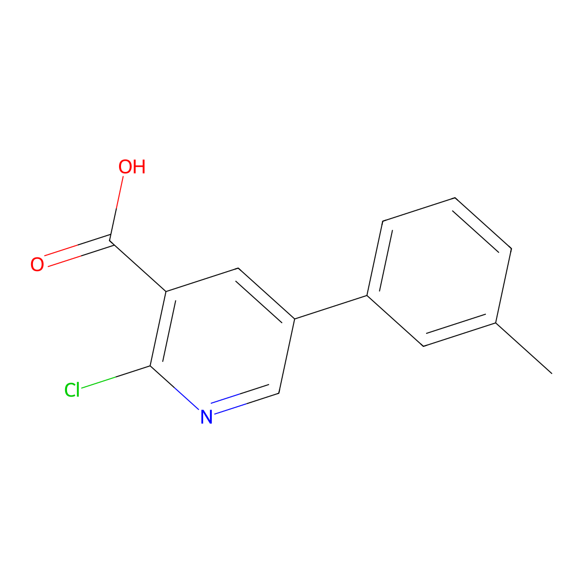 2-Chloro-5-(3-methylphenyl)pyridine-3-carboxylic acid molecular structure, CAS 1261955-08-1